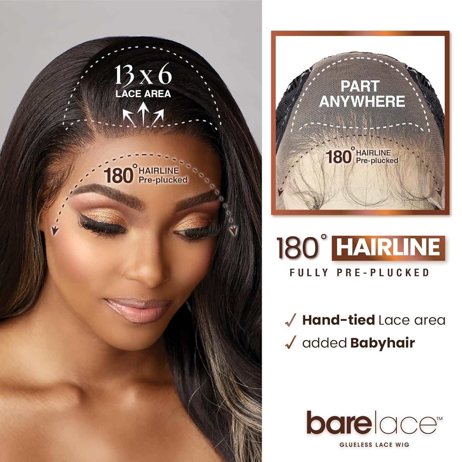 imageSensationnel Bare Lace 13X6 Wigs Unit 10 Lacefrontal Glueless Synthetic 180 Degree Preplucked Hairline 1 JETBLACKBALAYAGEMOCHA