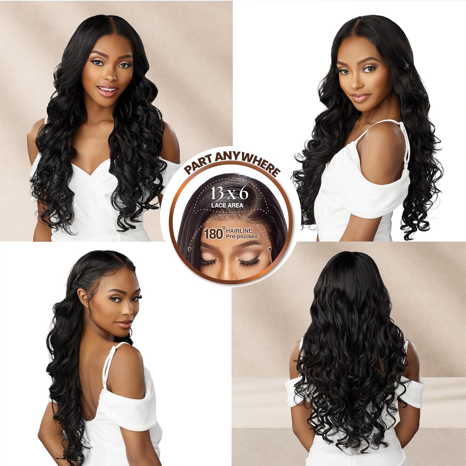 imageSensationnel Bare Lace 13X6 Wigs Unit 13 Lacefrontal Glueless Synthetic 180 Degree Preplucked Hairline 1 JETBLACKCARAMELBLONDE