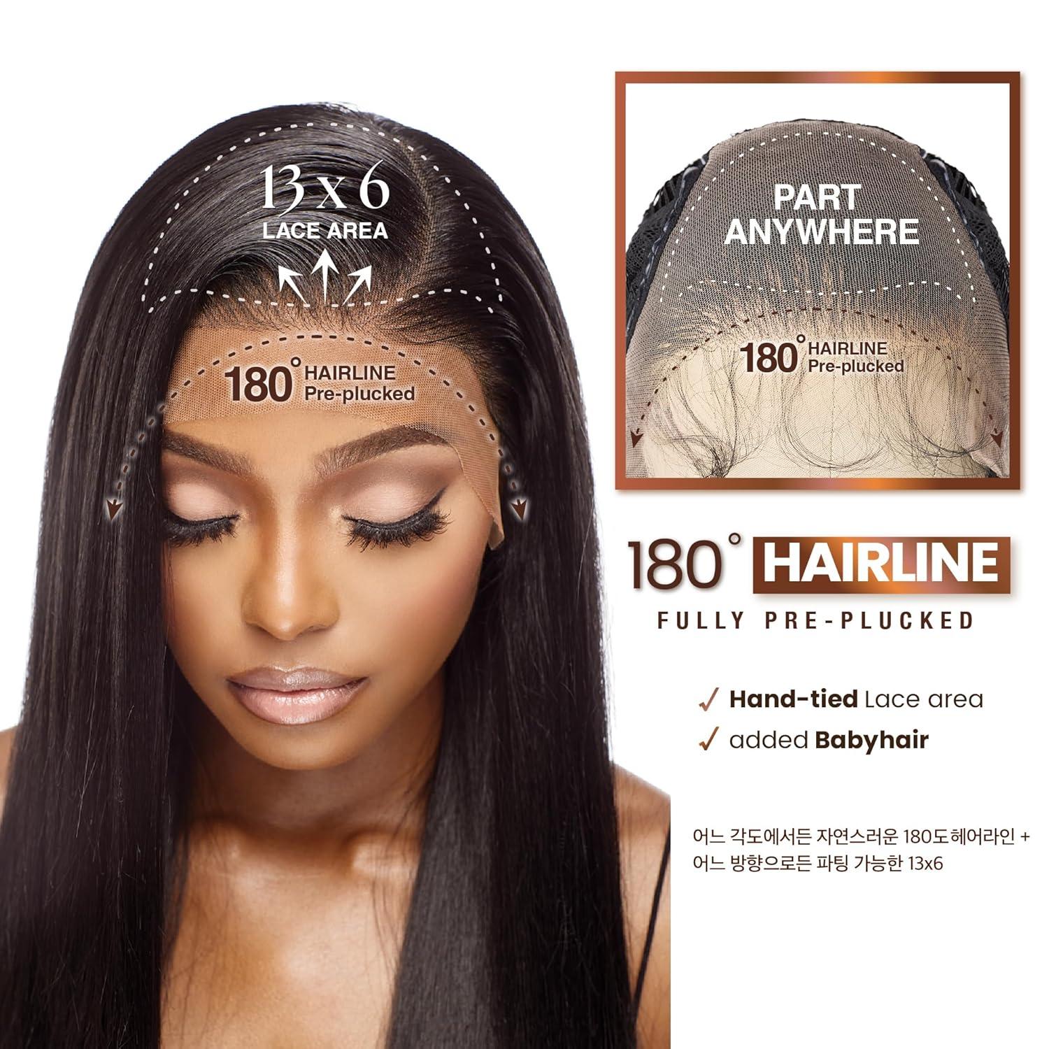 imageSensationnel Bare Lace 13X6 Wigs Unit 4 Lacefrontal Glueless Synthetic 180 Degree Preplucked Hairline 1B OFFBLACKLIGHTASHBROWN
