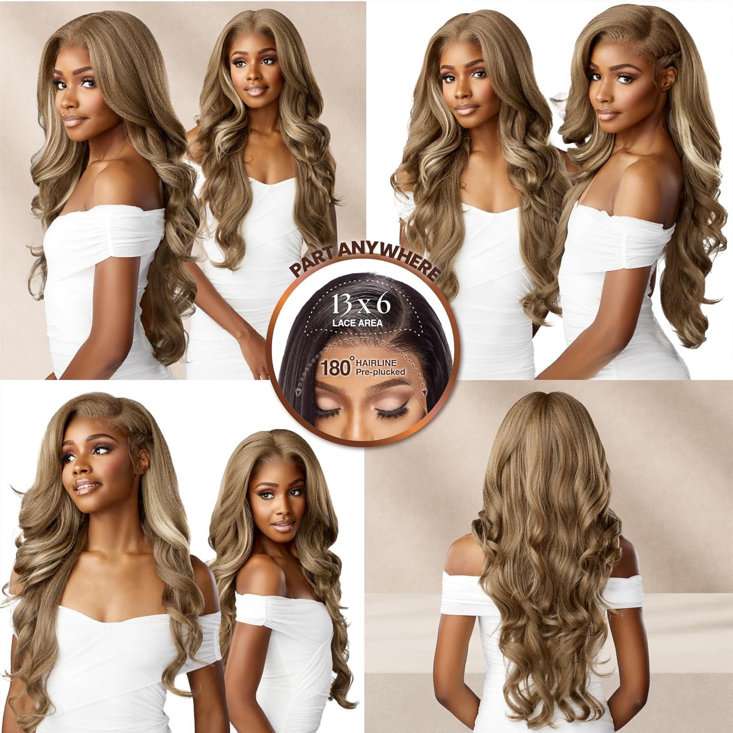 imageSensationnel Bare Lace 13X6 Wigs Unit 4 Lacefrontal Glueless Synthetic 180 Degree Preplucked Hairline 1B OFFBLACKSHBERRY