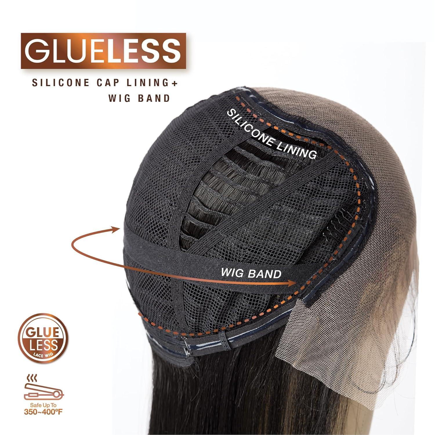 imageSensationnel Bare Lace 13X6 Wigs Unit 4 Lacefrontal Glueless Synthetic 180 Degree Preplucked Hairline 1B OFFBLACKSHLIGHTASHBROWN
