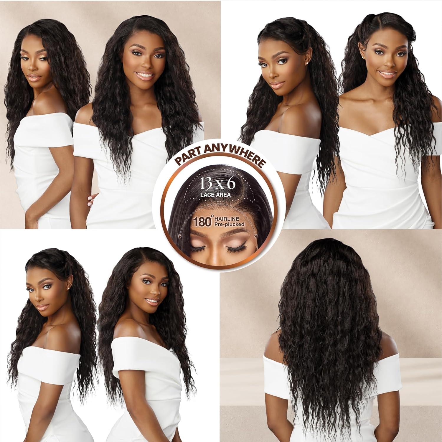 imageSensationnel Bare Lace 13X6 Wigs Unit 6 Lacefrontal Glueless Synthetic 180 Degree Preplucked Hairline 1 JETBLACKBALAYAGECOPPER