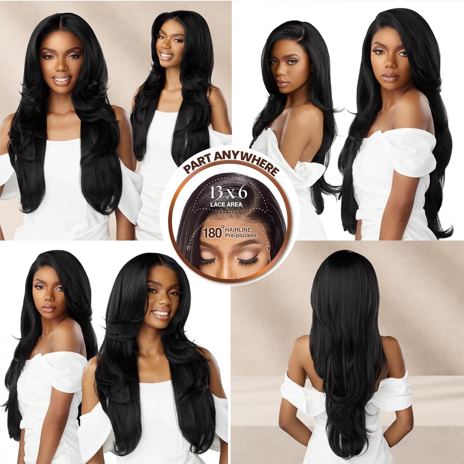 imageSensationnel Bare Lace 13X6 Wigs Unit 7 Lacefrontal Glueless Synthetic 180 Degree Preplucked Hairline 1 JETBLACK1B OFFBLACK