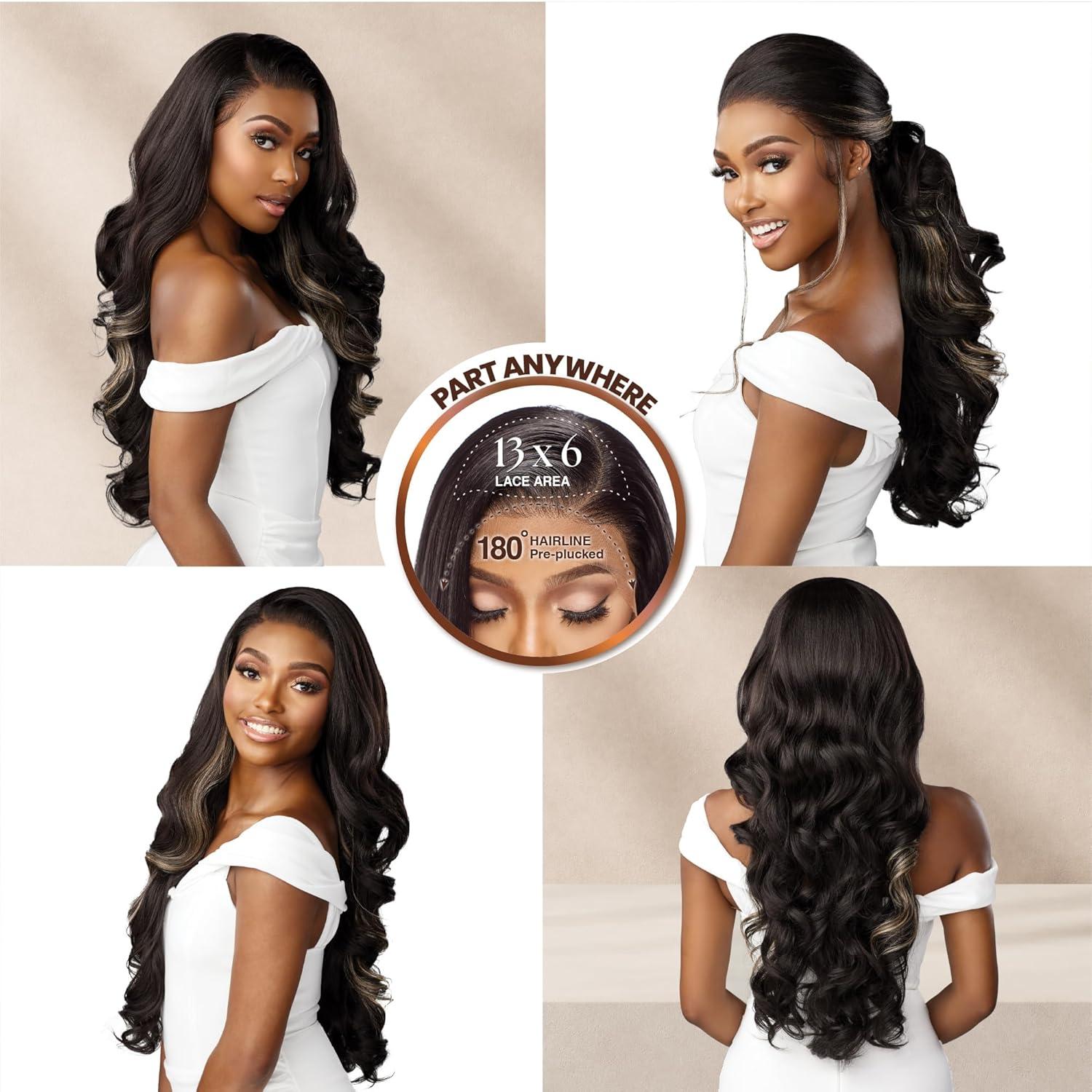 imageSensationnel Bare Lace 13X6 Wigs Unit 8 Lacefrontal Glueless Synthetic 180 Degree Preplucked Hairline 1 JETBLACKREDCOPPER