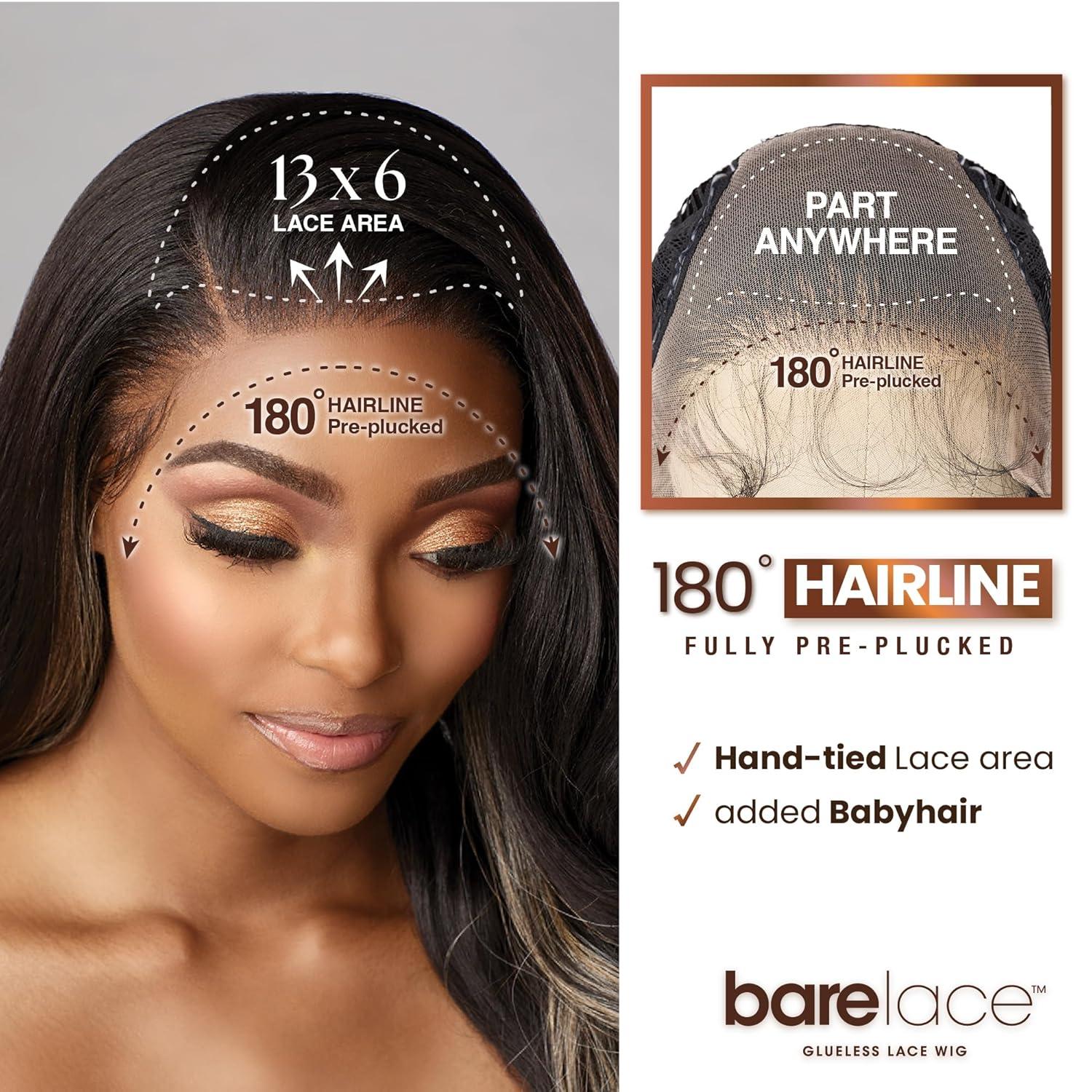 imageSensationnel Bare Lace 13X6 Wigs Unit 9 Lacefrontal Glueless Synthetic 180 Degree Preplucked Hairline 1 JETBLACKCINNAMONCOPPER