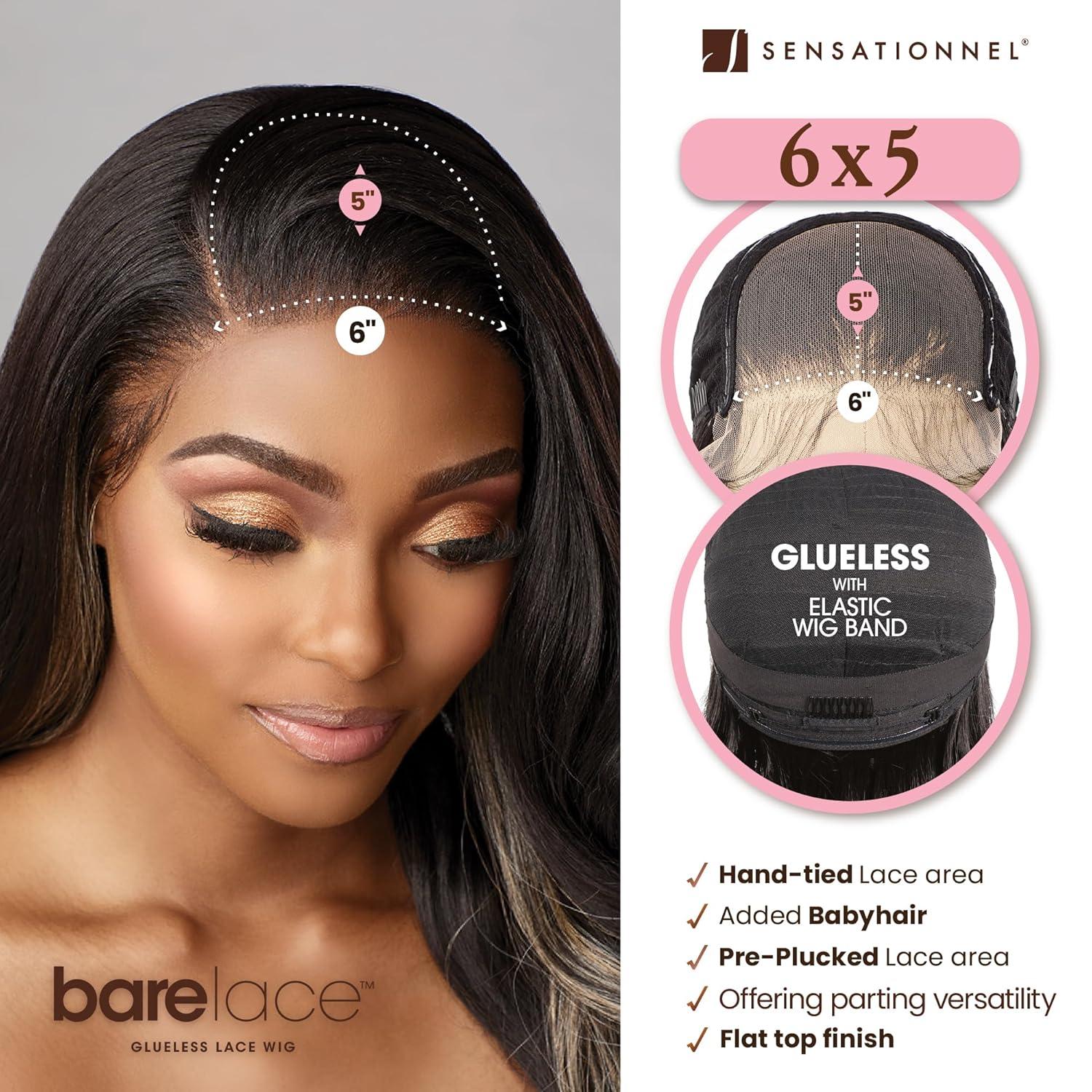 imageSensationnel Bare Lace 6X5 Lacewig Unit 5 Lacefrontal Glueless Synthetic 180 Degree Preplucked Hairline 1 JETBLACK1B OFFBLACK
