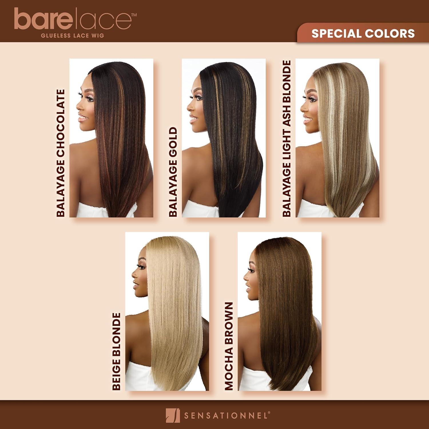 imageSensationnel Bare Lace Fulllace Wig Unit 1 Human Hair Blend All Lacefrontal Glueless Synthetic 180 Degree Preplucked Hairline 1 JETBLACKMOCHABROWN