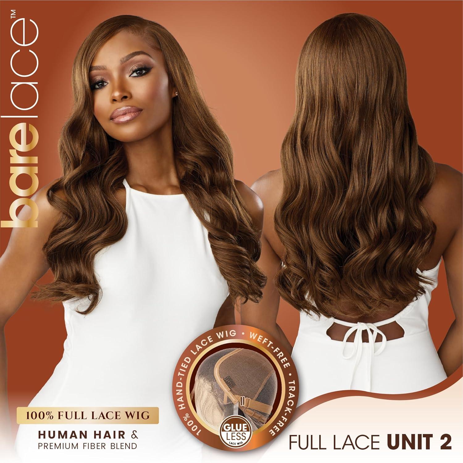 imageSensationnel Bare Lace Fulllace Wig Unit 2 Human Hair Blend All Lacefrontal Glueless Synthetic 180 Degree Preplucked Hairline 1 JETBLACKBALAYAGECHOCOLATE