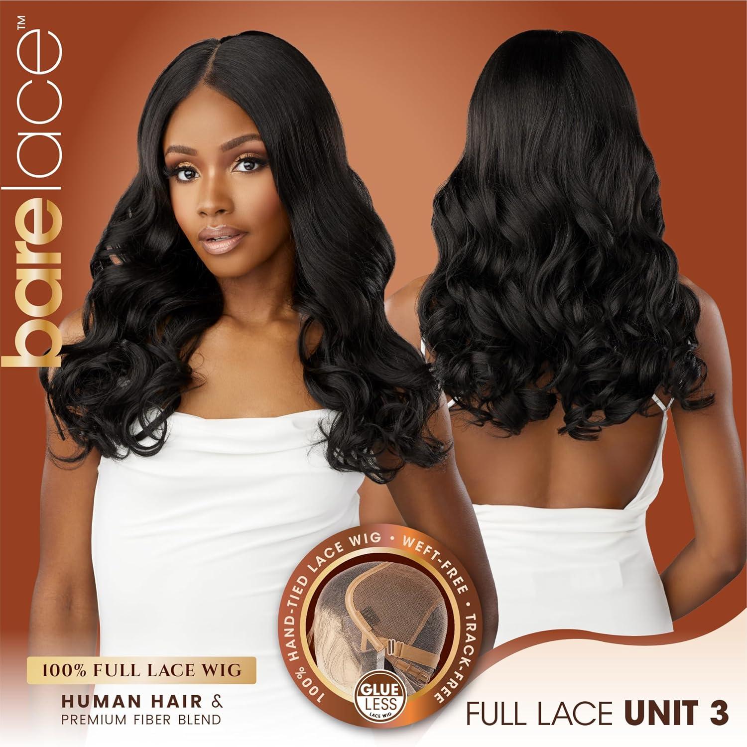 imageSensationnel Bare Lace Fulllace Wig Unit 3 Human Hair Blend All Lacefrontal Glueless Synthetic 180 Degree Preplucked Hairline 1 JETBLACK1 JETBLACK