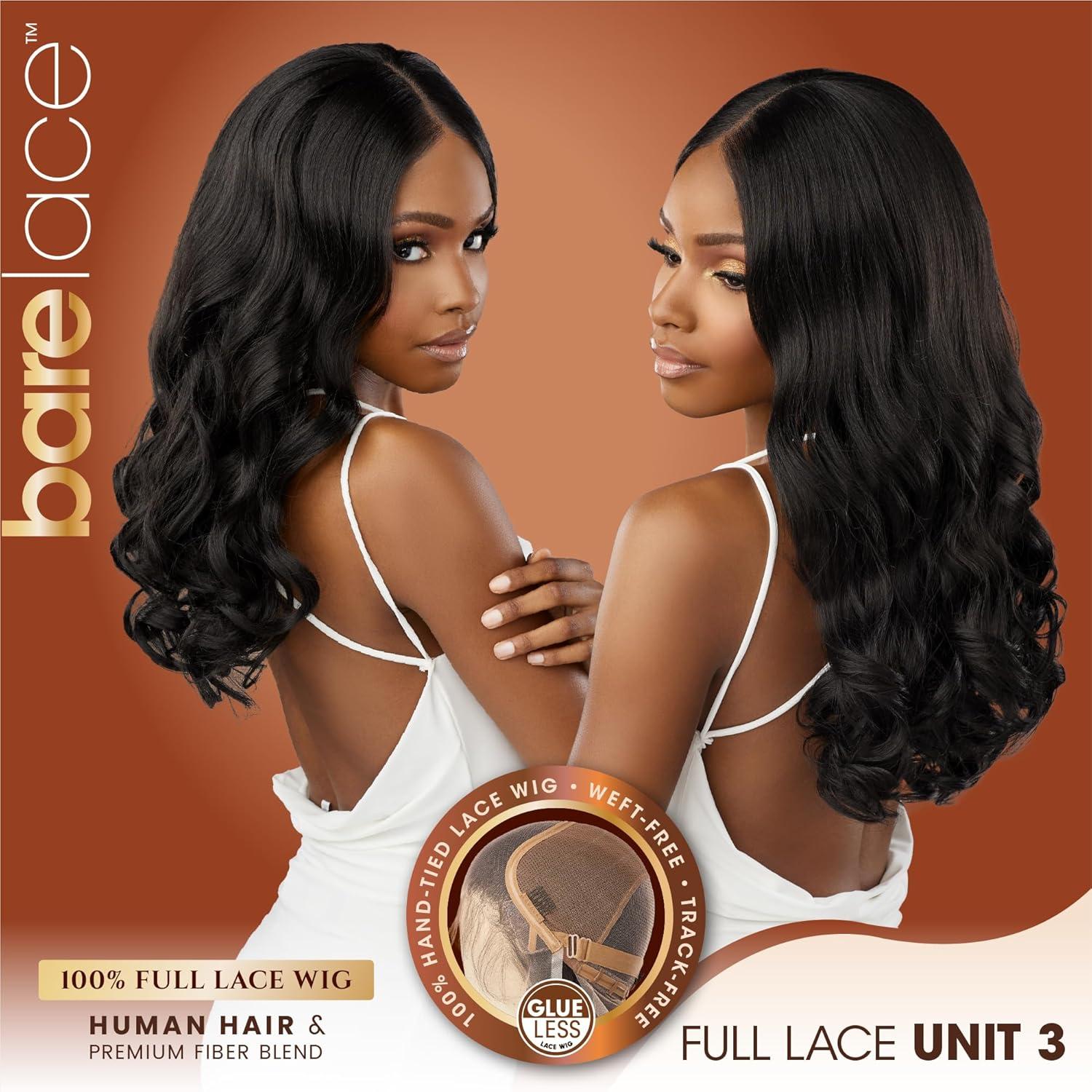 imageSensationnel Bare Lace Fulllace Wig Unit 3 Human Hair Blend All Lacefrontal Glueless Synthetic 180 Degree Preplucked Hairline 1 JETBLACK1B OFFBLACK