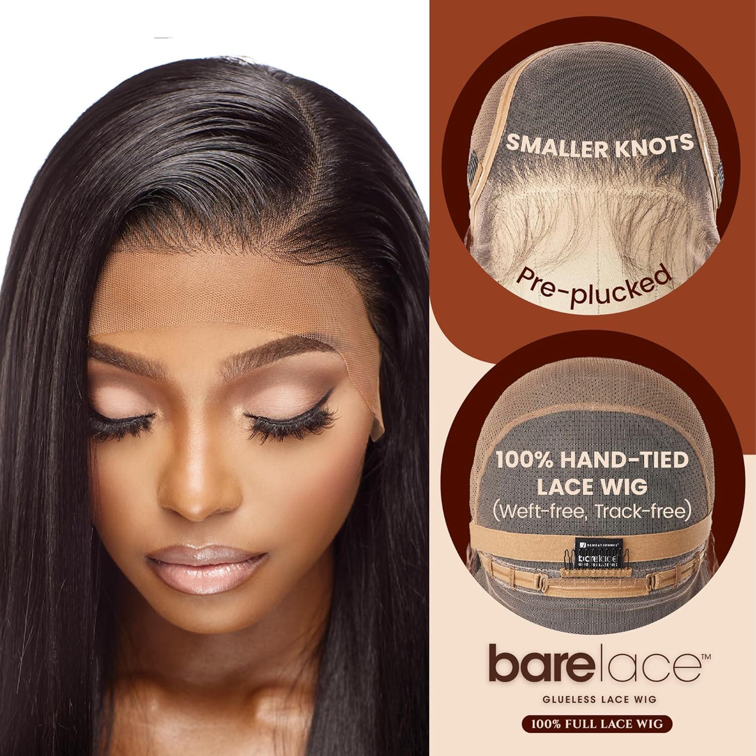 imageSensationnel Bare Lace Fulllace Wig Unit 4 Human Hair Blend All Lacefrontal Glueless Synthetic 180 Degree Preplucked Hairline 1 JETBLACK1 JETBLACK