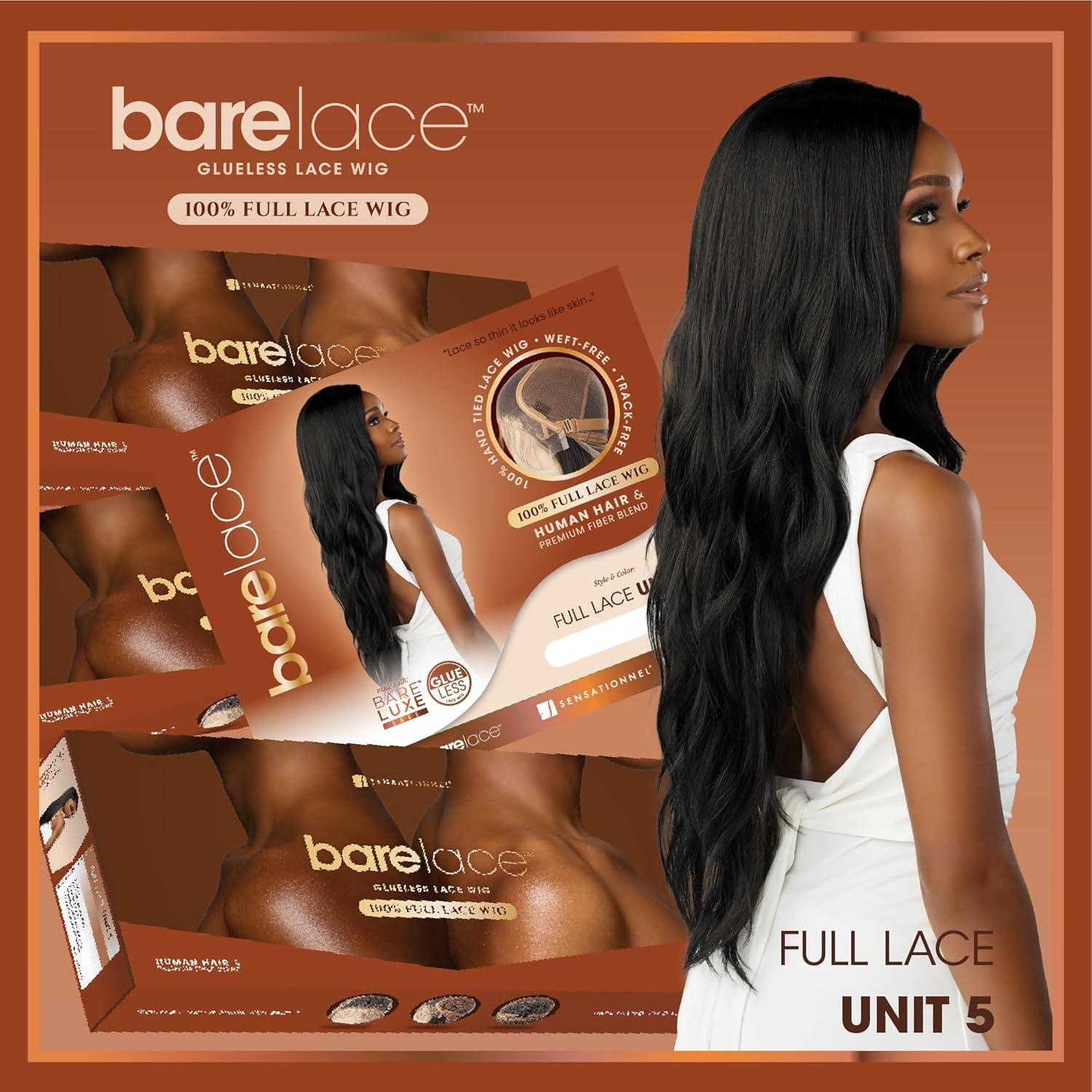 imageSensationnel Bare Lace Fulllace Wig Unit 5 Human Hair Blend All Lacefrontal Glueless Synthetic 180 Degree Preplucked Hairline 1 JETBLACK1B OFFBLACK
