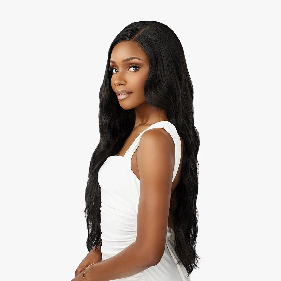 imageSensationnel Bare Lace Fulllace Wig Unit 5 Human Hair Blend All Lacefrontal Glueless Synthetic 180 Degree Preplucked Hairline 1 JETBLACKMOCHABROWN