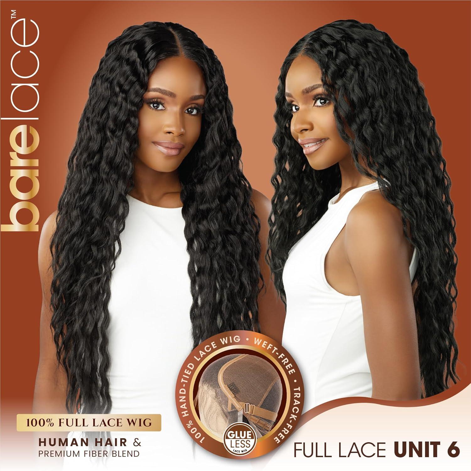 imageSensationnel Bare Lace Fulllace Wig Unit 6 Human Hair Blend All Lacefrontal Glueless Synthetic 180 Degree Preplucked Hairline 1 JETBLACK2 DARKBROWN