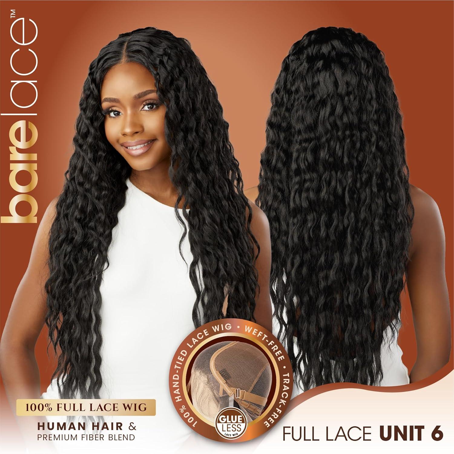imageSensationnel Bare Lace Fulllace Wig Unit 6 Human Hair Blend All Lacefrontal Glueless Synthetic 180 Degree Preplucked Hairline 1 JETBLACKCH27