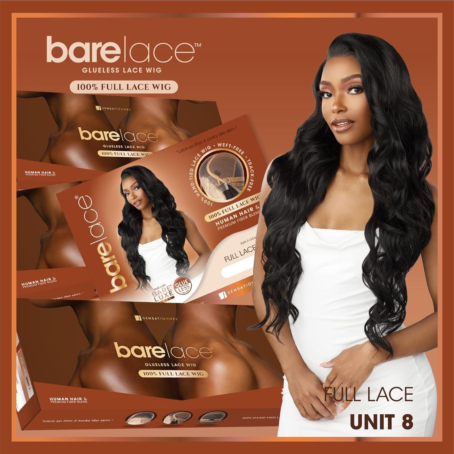imageSensationnel Bare Lace Fulllace Wig Unit 8 Human Hair Blend All Lacefrontal Glueless Synthetic 180 Degree Preplucked Hairline 1 JETBLACKFLAMBOYAGEMOCHA