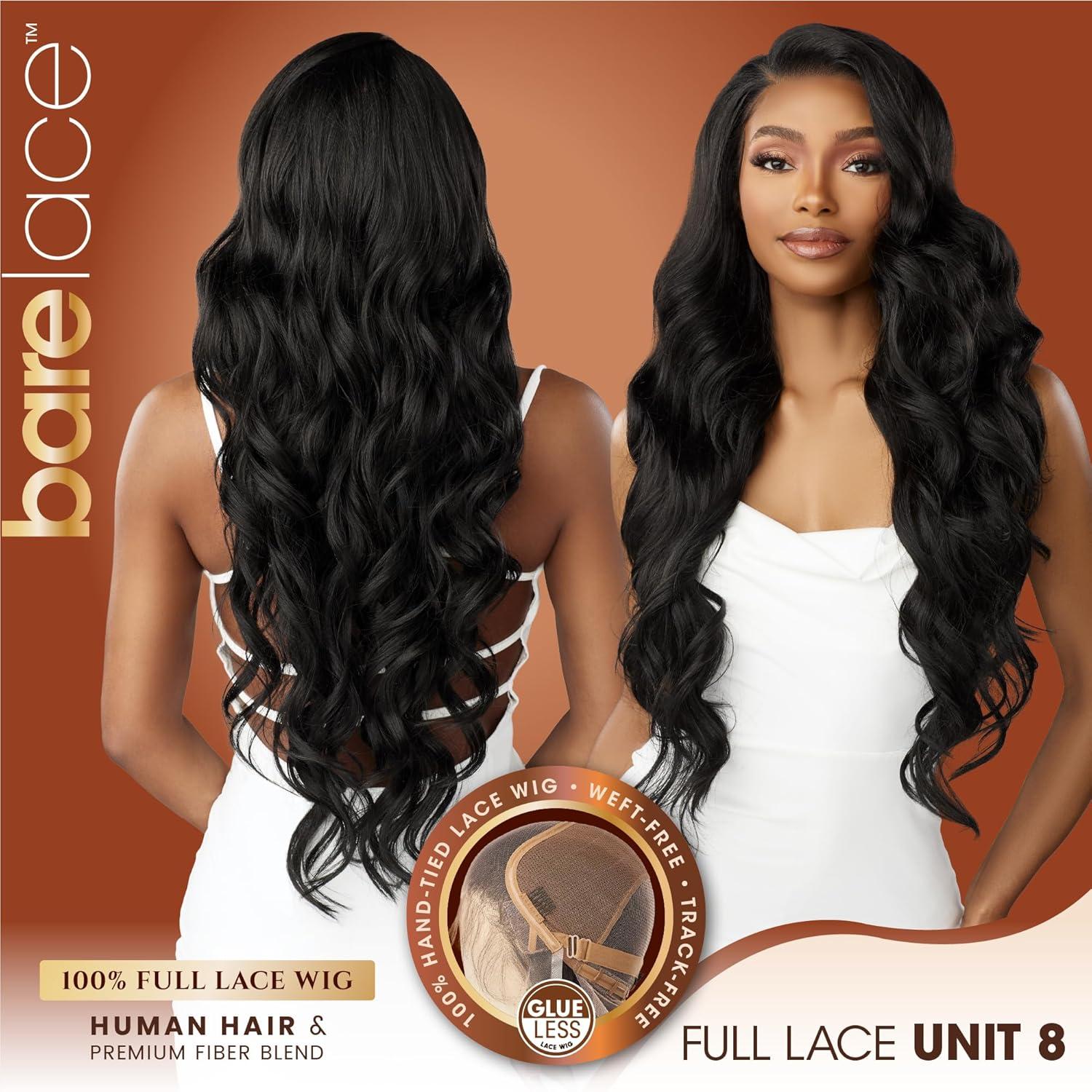 imageSensationnel Bare Lace Fulllace Wig Unit 8 Human Hair Blend All Lacefrontal Glueless Synthetic 180 Degree Preplucked Hairline 1 JETBLACKMOCHABROWN