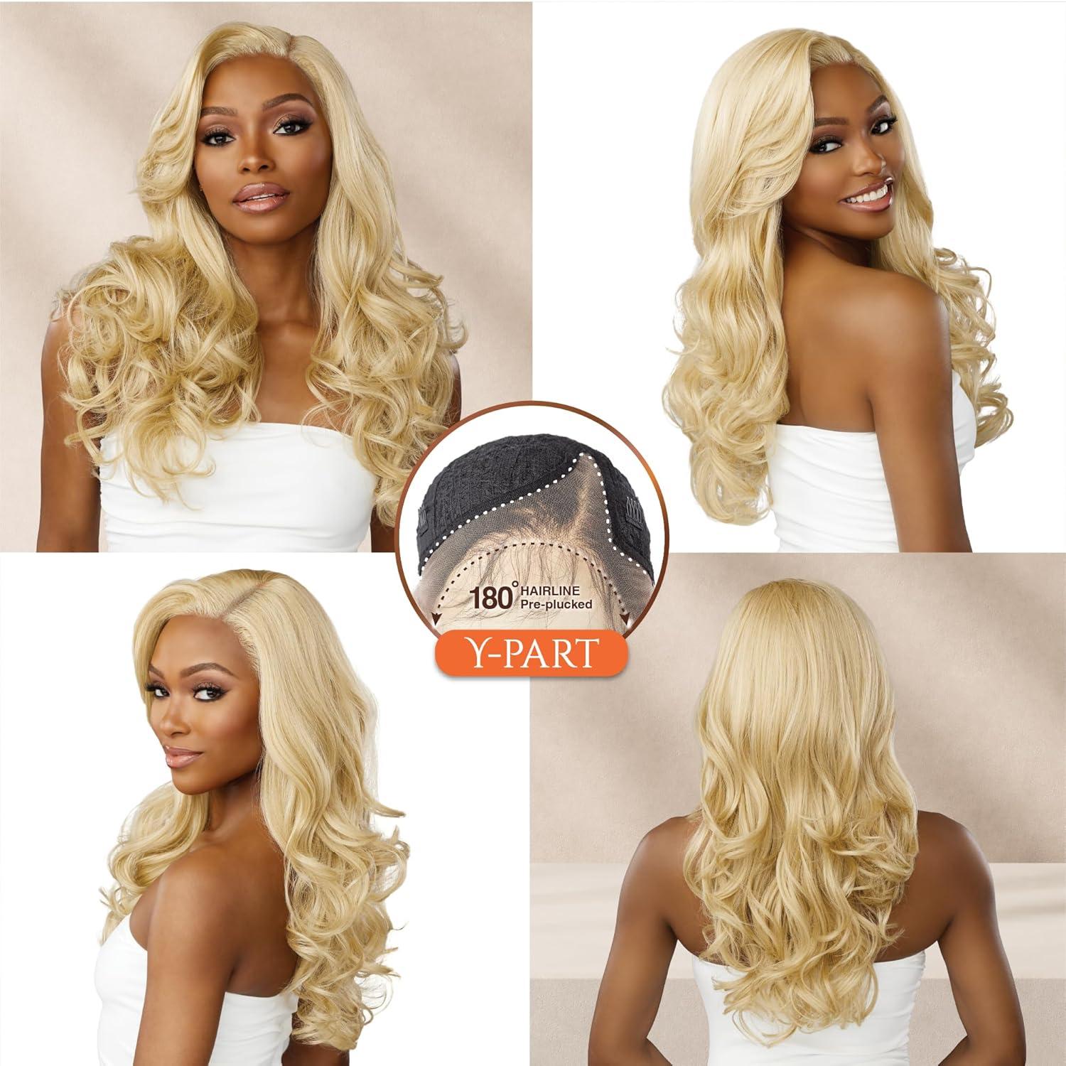 imageSensationnel Bare Lace Ypart Lacewigs Jordyn Lacefront Glueless Synthetic 180 Degree Preplucked Hairline 1 JETBLACKPLATINUMASHBLONDE