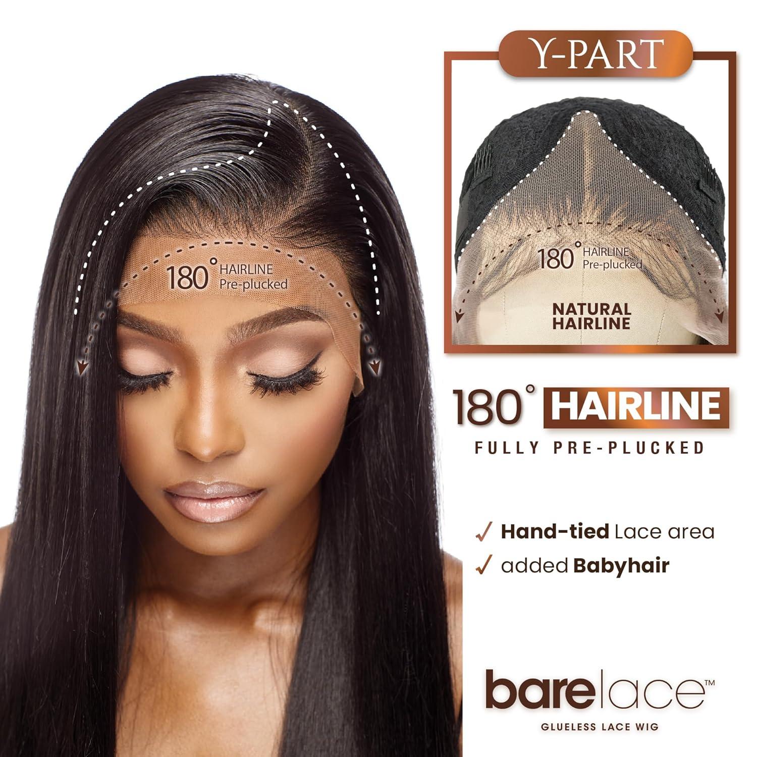 imageSensationnel Bare Lace Ypart Lacewigs Korie Lacefront Glueless Synthetic 180 Degree Preplucked Hairline 1 JETBLACKBALAYAGECHOCOLATE