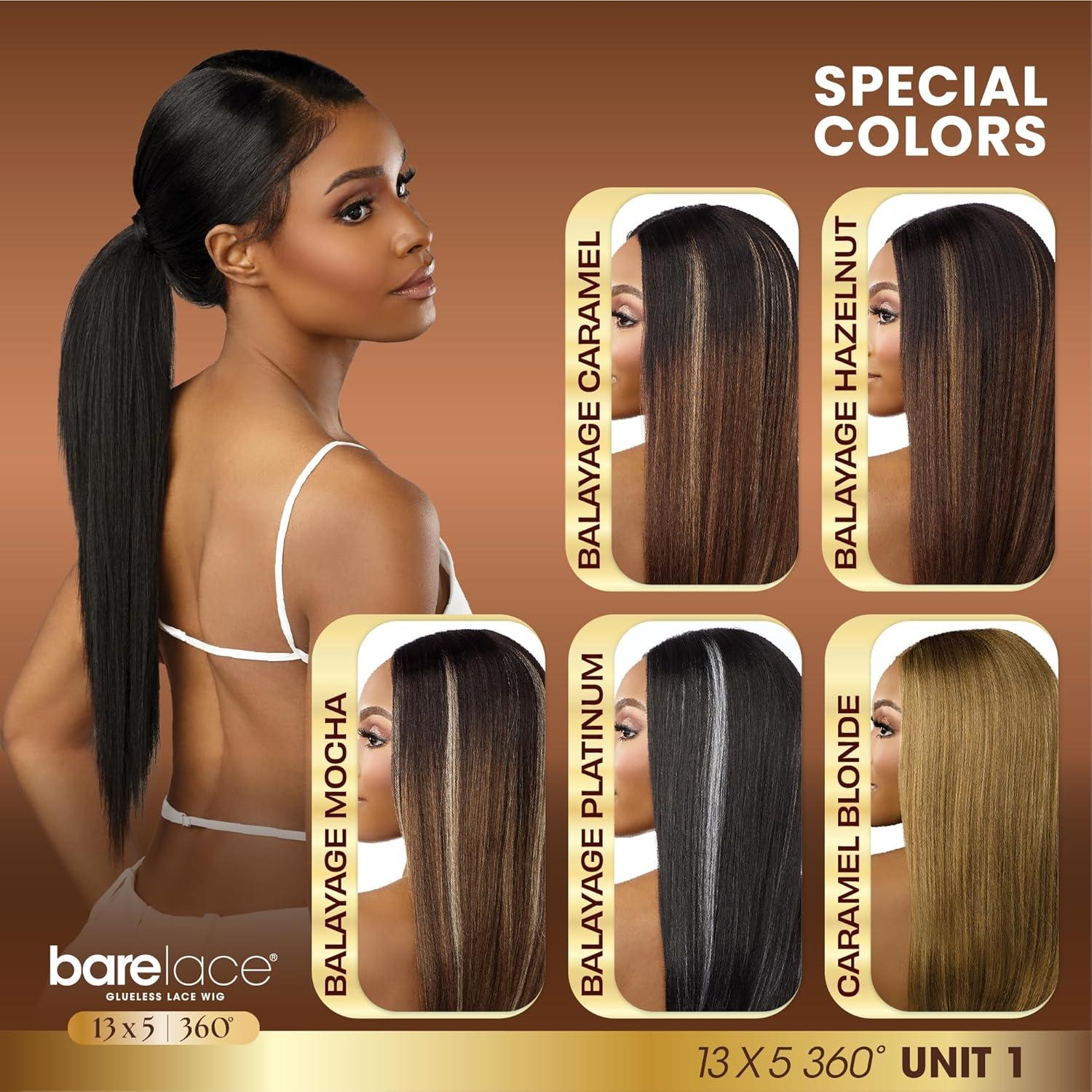 imageSensationnel Barelace 13X5 360 Lace Wig Unit 1 Glueless Human Hair Blend EartoEar Deep Parting Pre Cut Hairline 1 JETBLACKBALAYAGECARAMEL