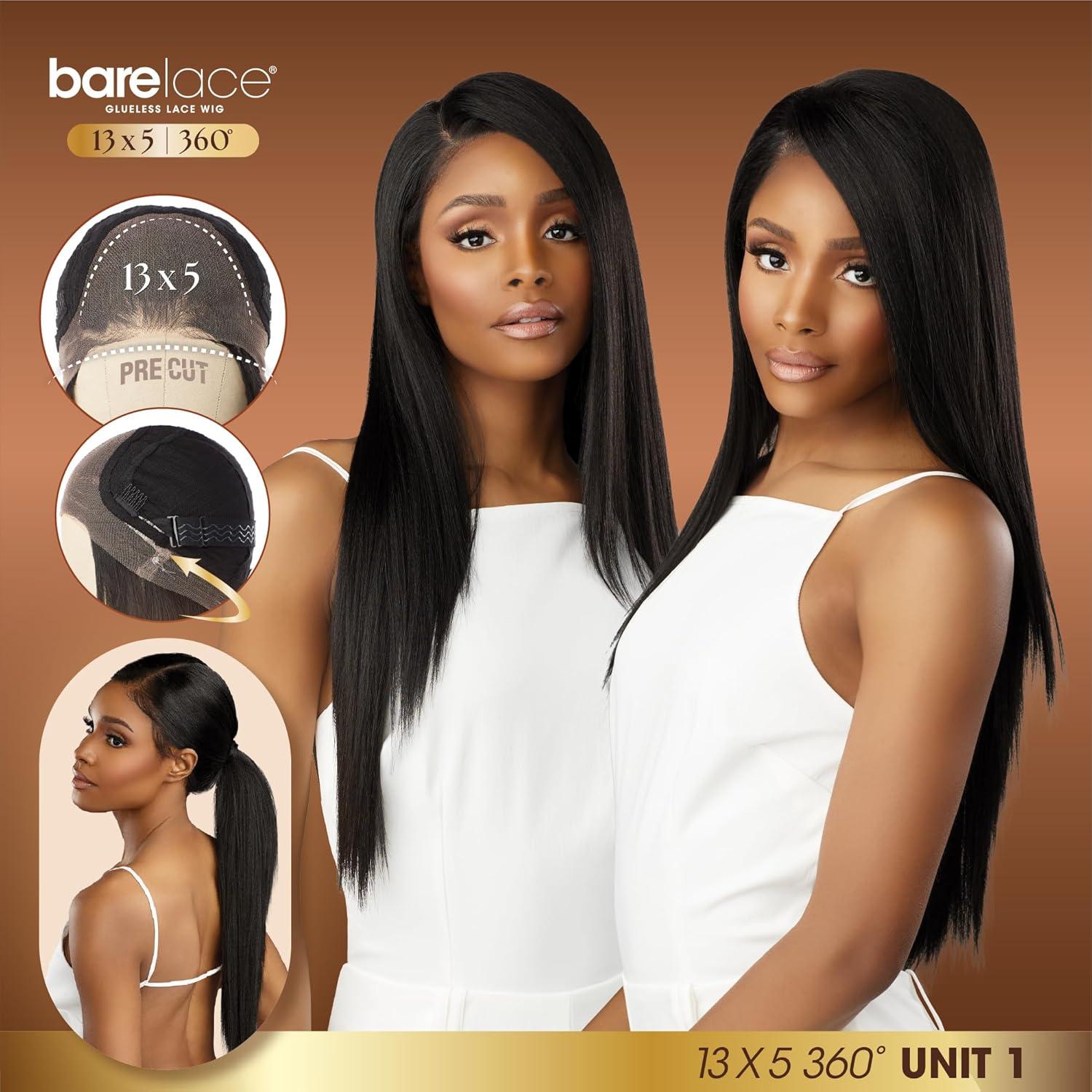 imageSensationnel Barelace 13X5 360 Lace Wig Unit 1 Glueless Human Hair Blend EartoEar Deep Parting Pre Cut Hairline 1 JETBLACKBALAYAGECARAMEL
