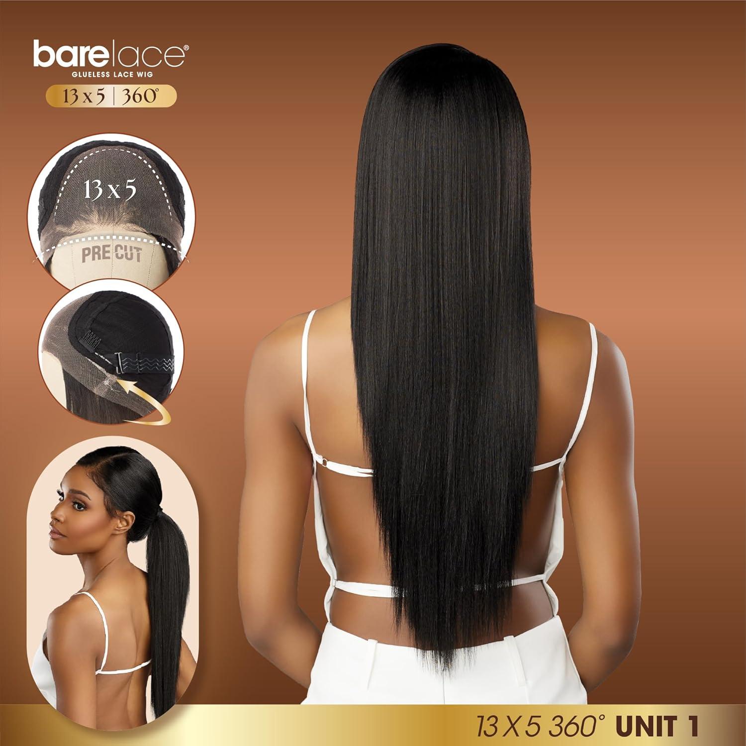 imageSensationnel Barelace 13X5 360 Lace Wig Unit 1 Glueless Human Hair Blend EartoEar Deep Parting Pre Cut Hairline 1 JETBLACKBALAYAGECARAMEL