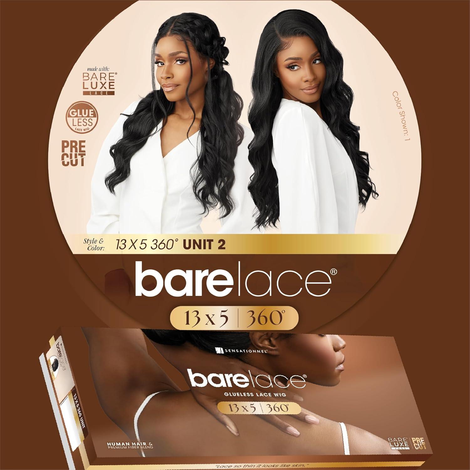 imageSensationnel Barelace 13X5 360 Lace Wig Unit 2 Glueless Human Hair Blend EartoEar Deep Parting Pre Cut Hairline 1 JETBLACKBALAYAGECARAMEL