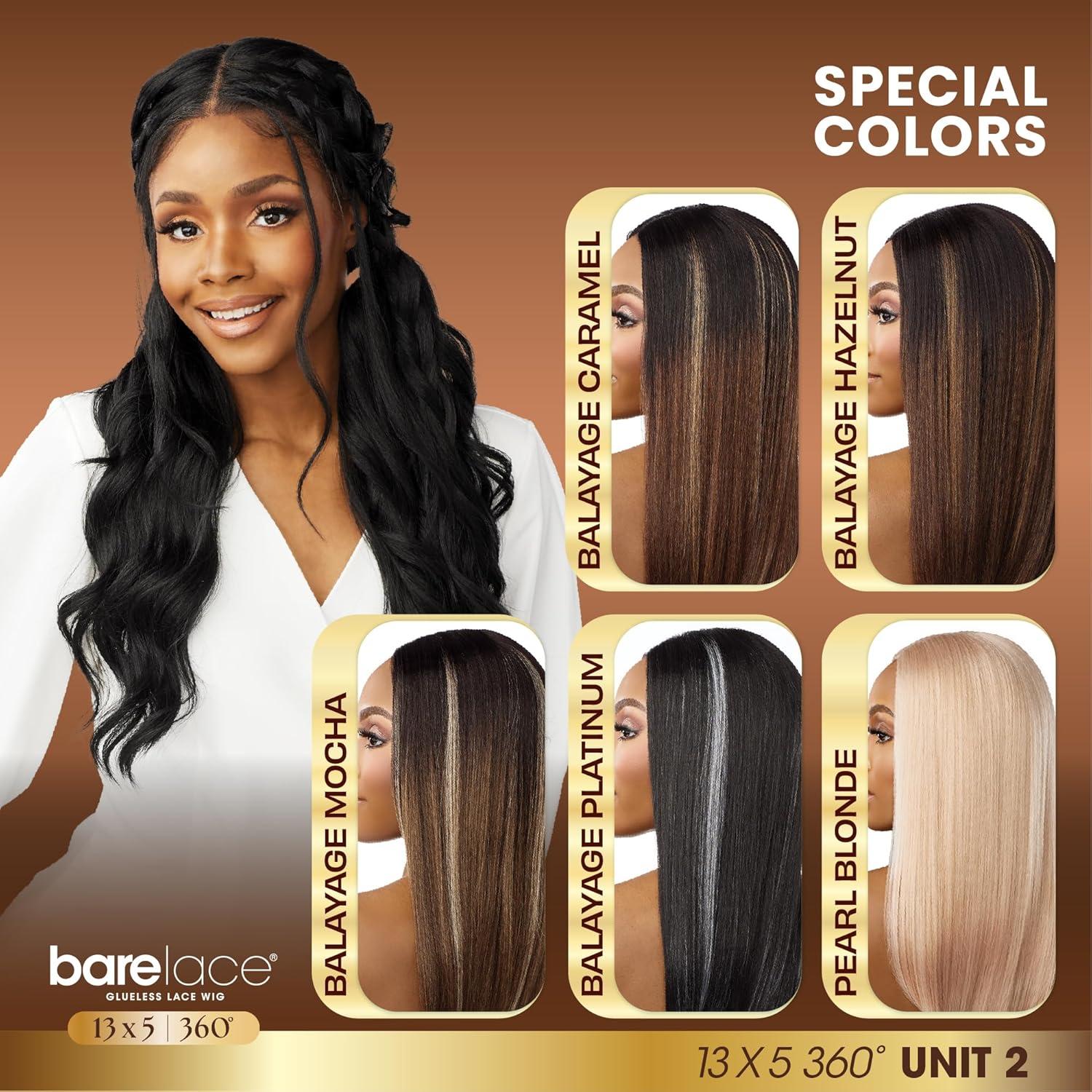 imageSensationnel Barelace 13X5 360 Lace Wig Unit 2 Glueless Human Hair Blend EartoEar Deep Parting Pre Cut Hairline 1 JETBLACKBALAYAGECARAMEL