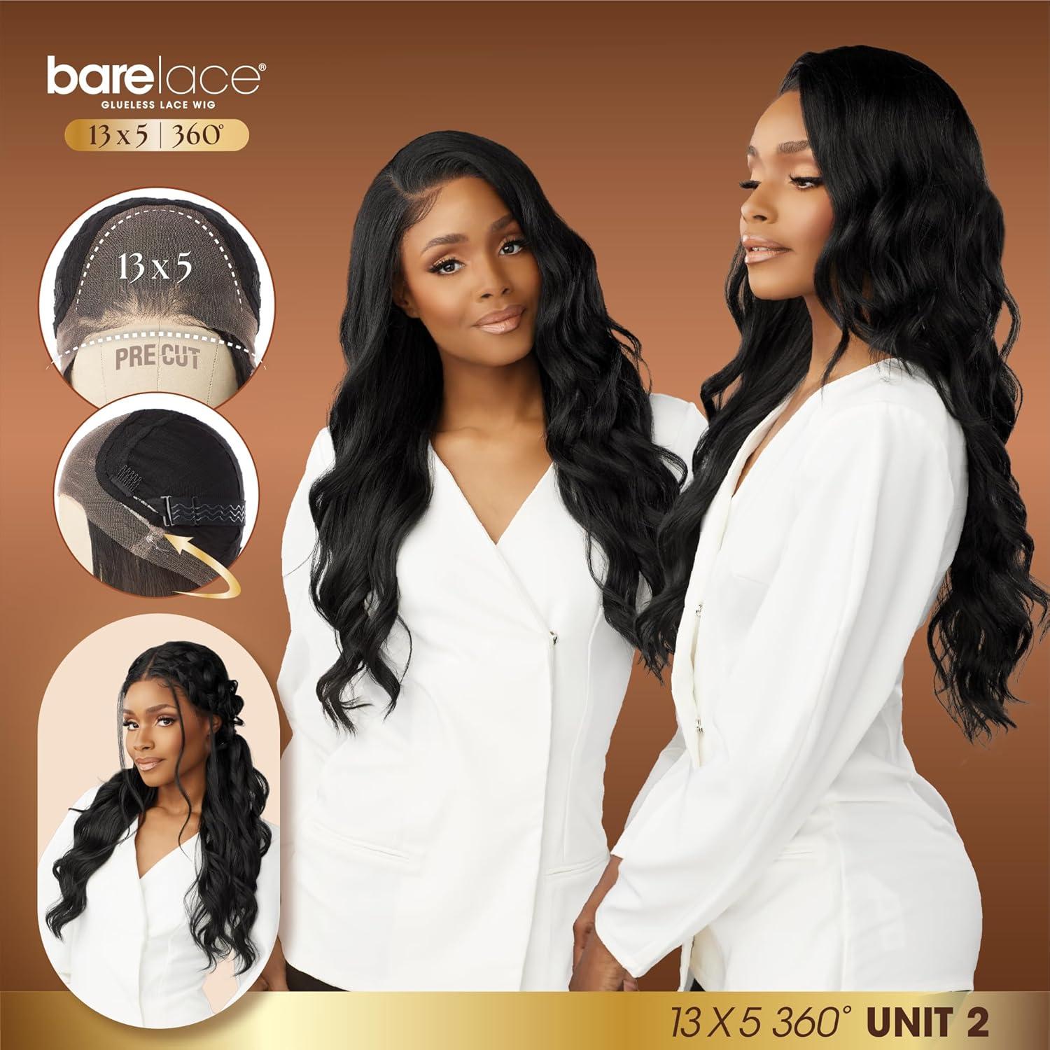 imageSensationnel Barelace 13X5 360 Lace Wig Unit 2 Glueless Human Hair Blend EartoEar Deep Parting Pre Cut Hairline 1 JETBLACKBALAYAGECARAMEL