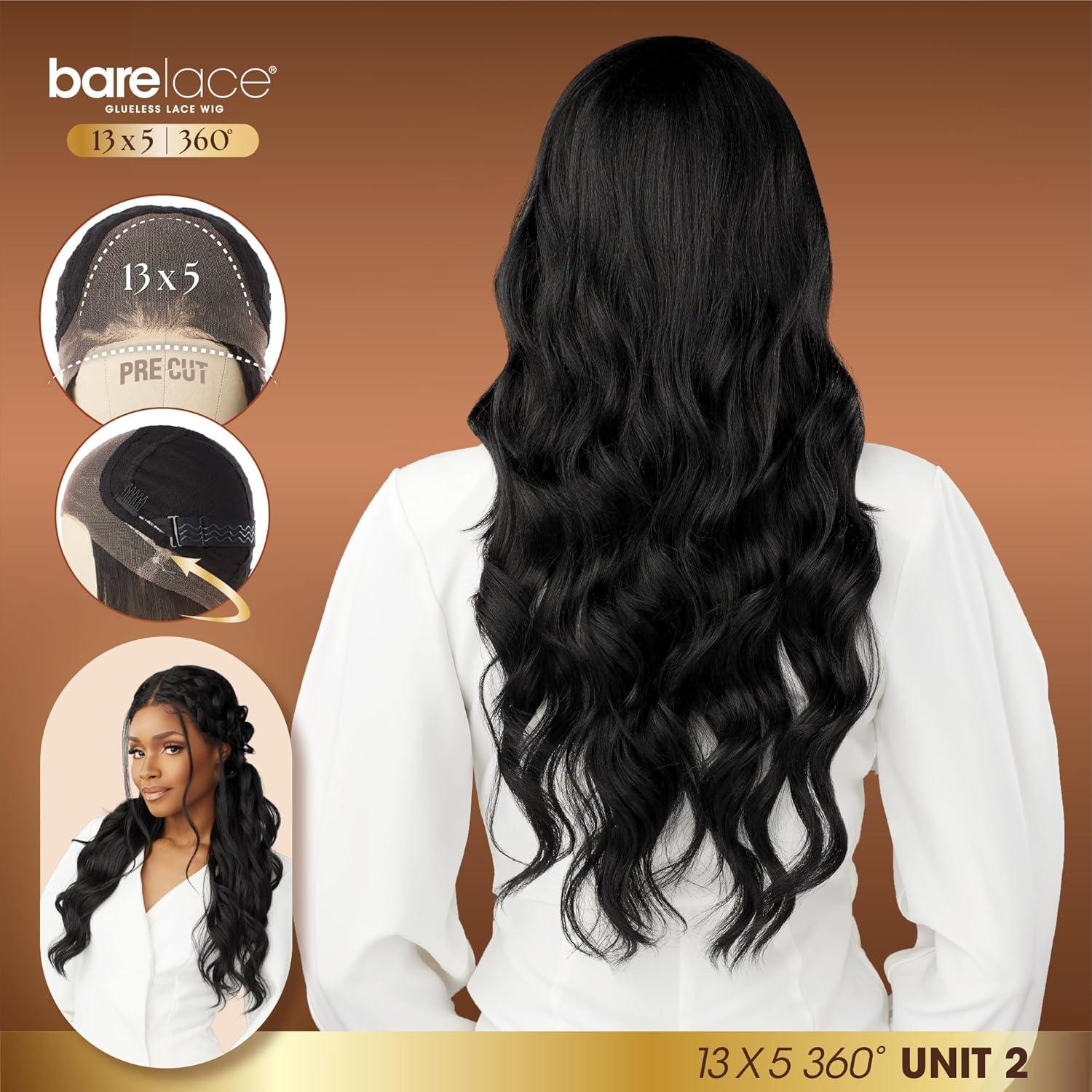imageSensationnel Barelace 13X5 360 Lace Wig Unit 2 Glueless Human Hair Blend EartoEar Deep Parting Pre Cut Hairline 1 JETBLACKBALAYAGEHAZELNUT