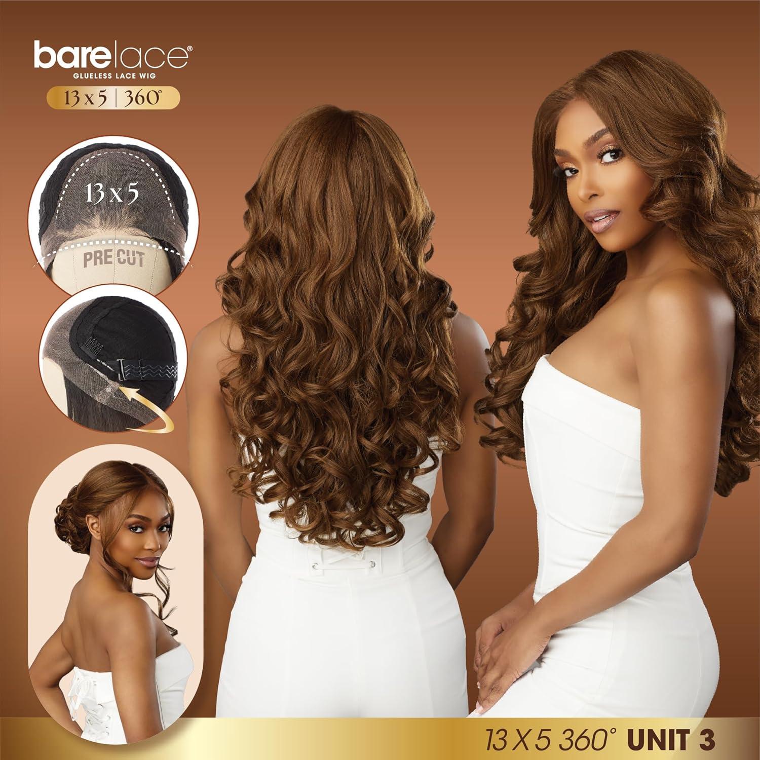 imageSensationnel Barelace 13X5 360 Lace Wig Unit 3 Glueless Human Hair Blend EartoEar Deep Parting Pre Cut Hairline 1 JETBLACK1 JETBLACK