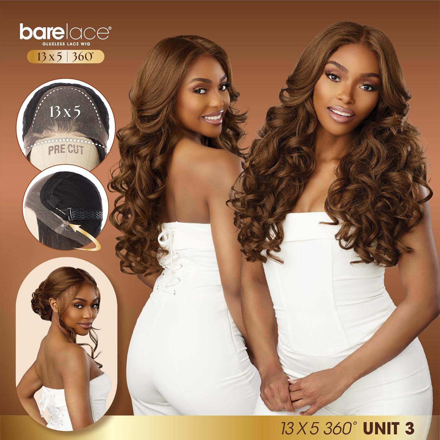 imageSensationnel Barelace 13X5 360 Lace Wig Unit 3 Glueless Human Hair Blend EartoEar Deep Parting Pre Cut Hairline 1 JETBLACK1B OFFBLACK