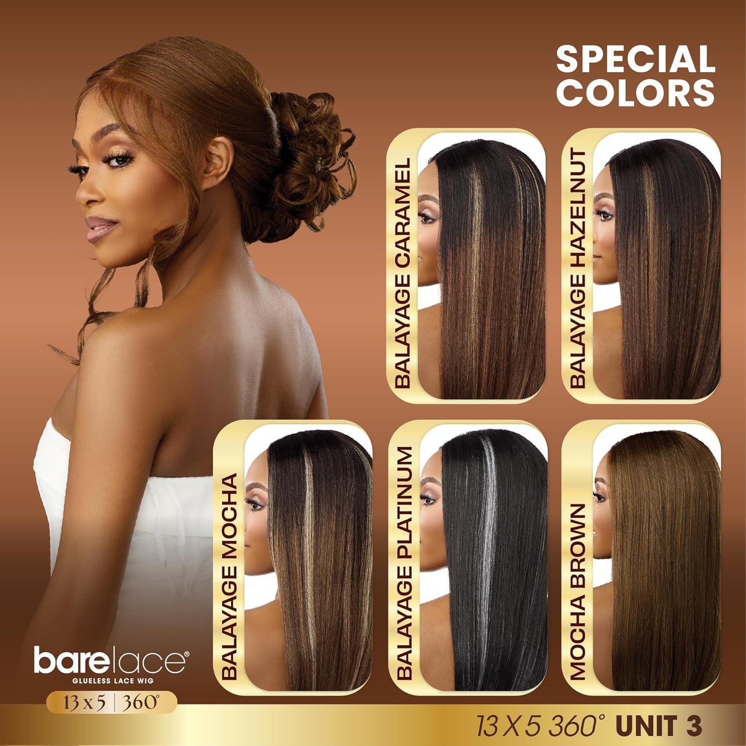 imageSensationnel Barelace 13X5 360 Lace Wig Unit 3 Glueless Human Hair Blend EartoEar Deep Parting Pre Cut Hairline 1 JETBLACK1B OFFBLACK