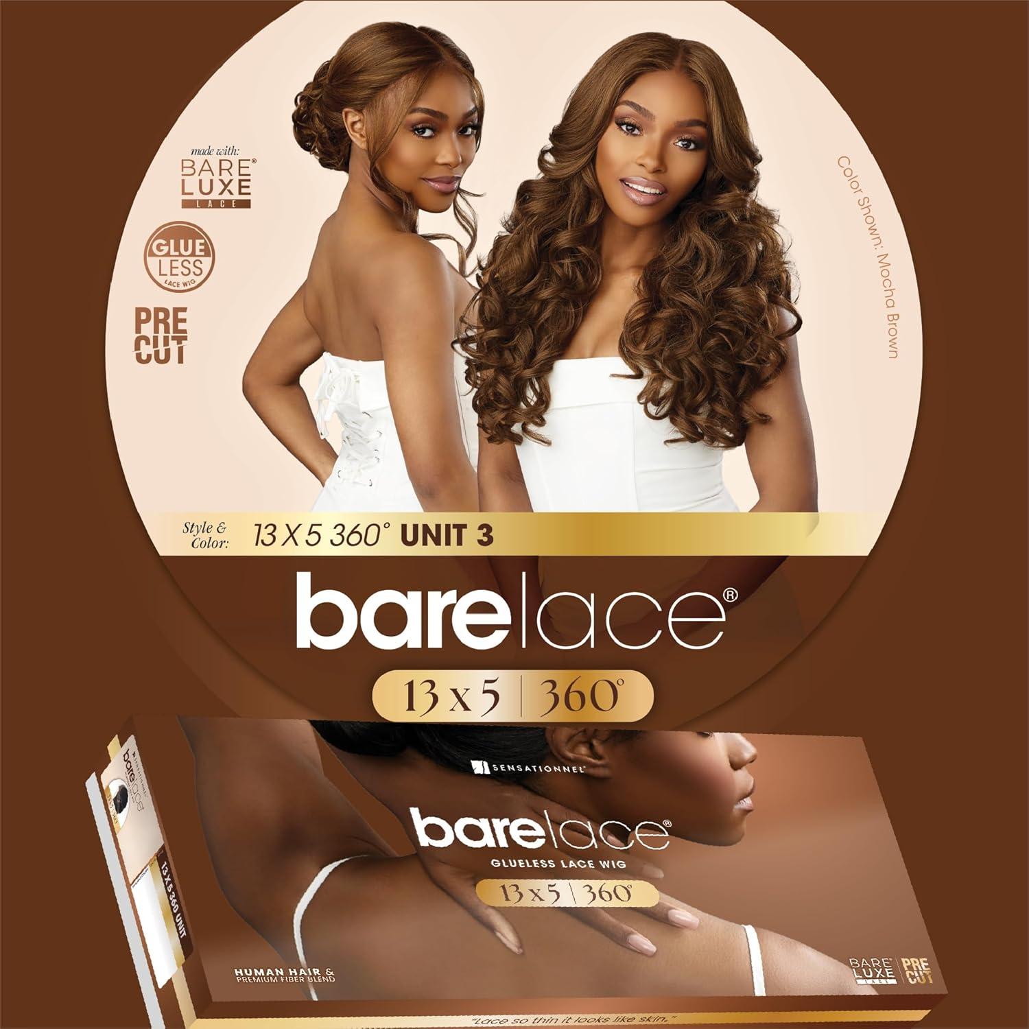 imageSensationnel Barelace 13X5 360 Lace Wig Unit 3 Glueless Human Hair Blend EartoEar Deep Parting Pre Cut Hairline 1 JETBLACKMOCHABROWN