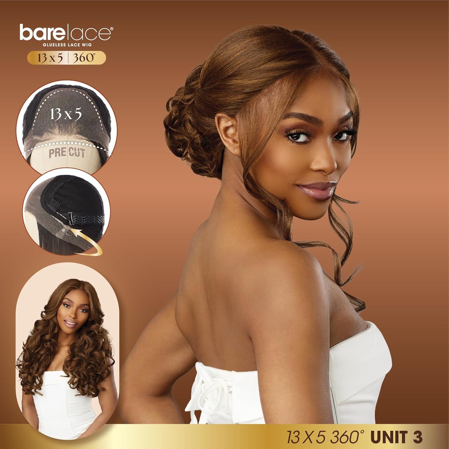 imageSensationnel Barelace 13X5 360 Lace Wig Unit 3 Glueless Human Hair Blend EartoEar Deep Parting Pre Cut Hairline 1 JETBLACKMOCHABROWN