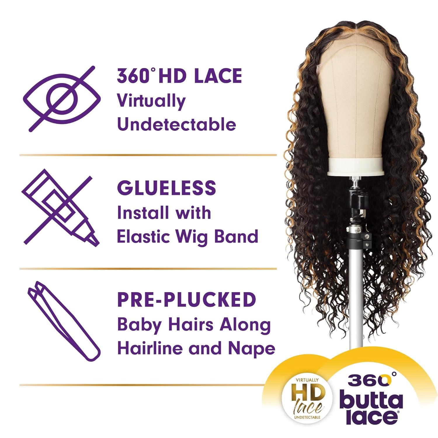 imageSensationnel Butta 360 Lace Wig Unit 11 Wider Parting Glueless Synthetic Preplucked Hairline 1 JETBLACKHALOBLOCKBUTTERNUT