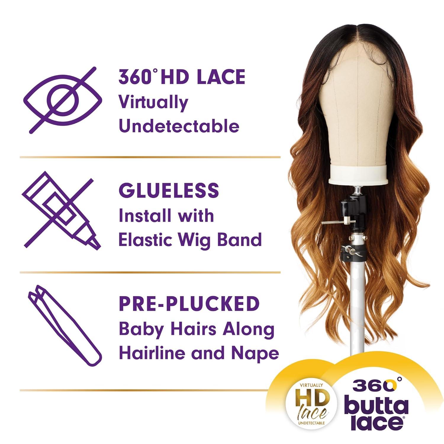 imageSensationnel Butta 360 Lace Wig Unit 9 Wider Laceparting Glueless Synthetic Preplucked Hairline 1 JETBLACKNATURALROOTSBUTTERSCOTCH