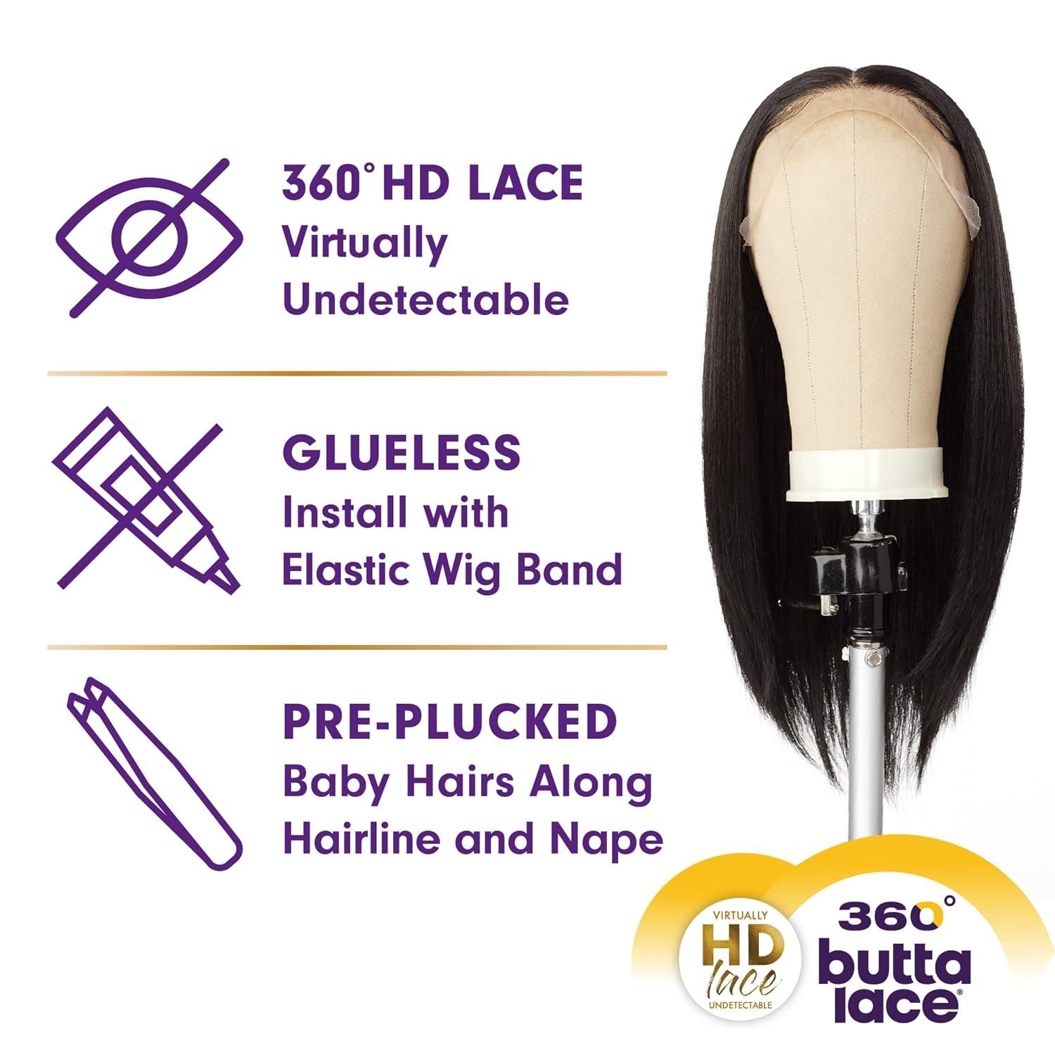 imageSensationnel Butta 360 Lace Wigs Unit 1 Wider Parting 360 Degree Lace Glueless Synthetic Preplucked Hairline 1 JETBLACKBABYLIGHTSCHESTNUT