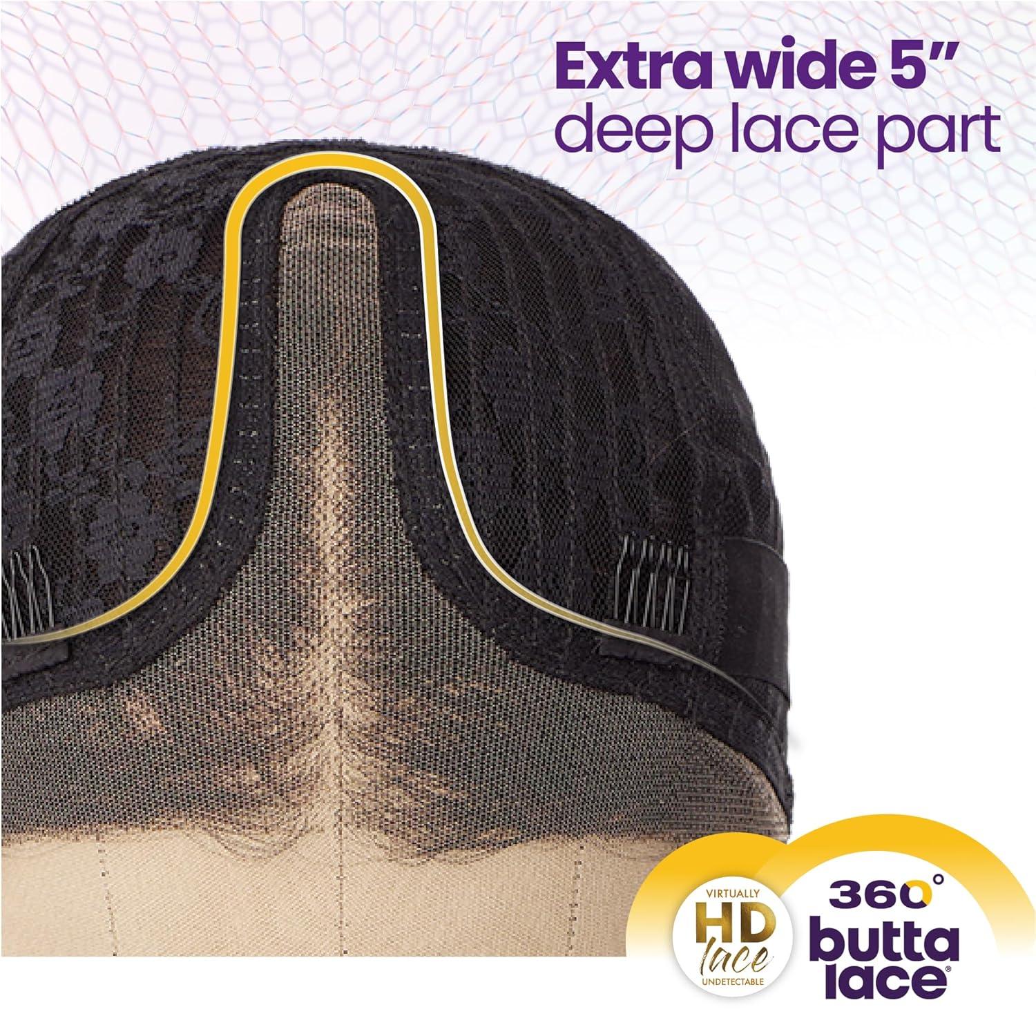 imageSensationnel Butta 360 Lace Wigs Unit 1 Wider Parting 360 Degree Lace Glueless Synthetic Preplucked Hairline 1 JETBLACKBABYLIGHTSCHESTNUT