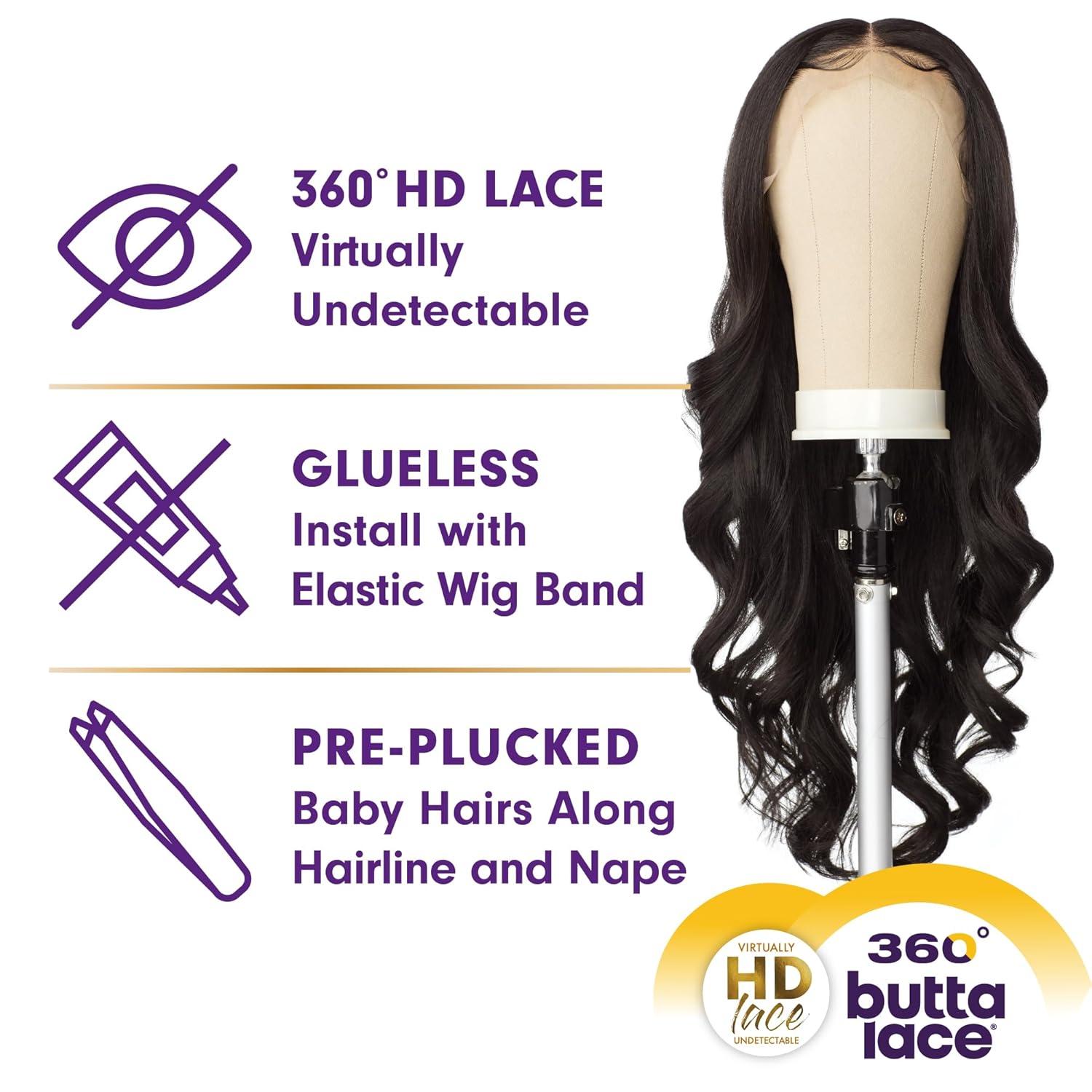 imageSensationnel Butta 360 Lace Wigs Unit 3 Wider Parting 360 Degree Lace Glueless Synthetic Preplucked Hairline 1 JETBLACKLIGHTASHBROWN