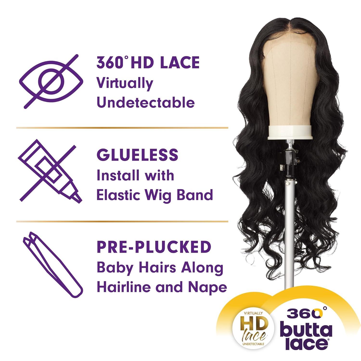 imageSensationnel Butta 360 Lace Wigs Unit 5 Wider Parting 360 Degree Lace Glueless Synthetic Preplucked Hairline 1 JETBLACK1B OFFBLACK