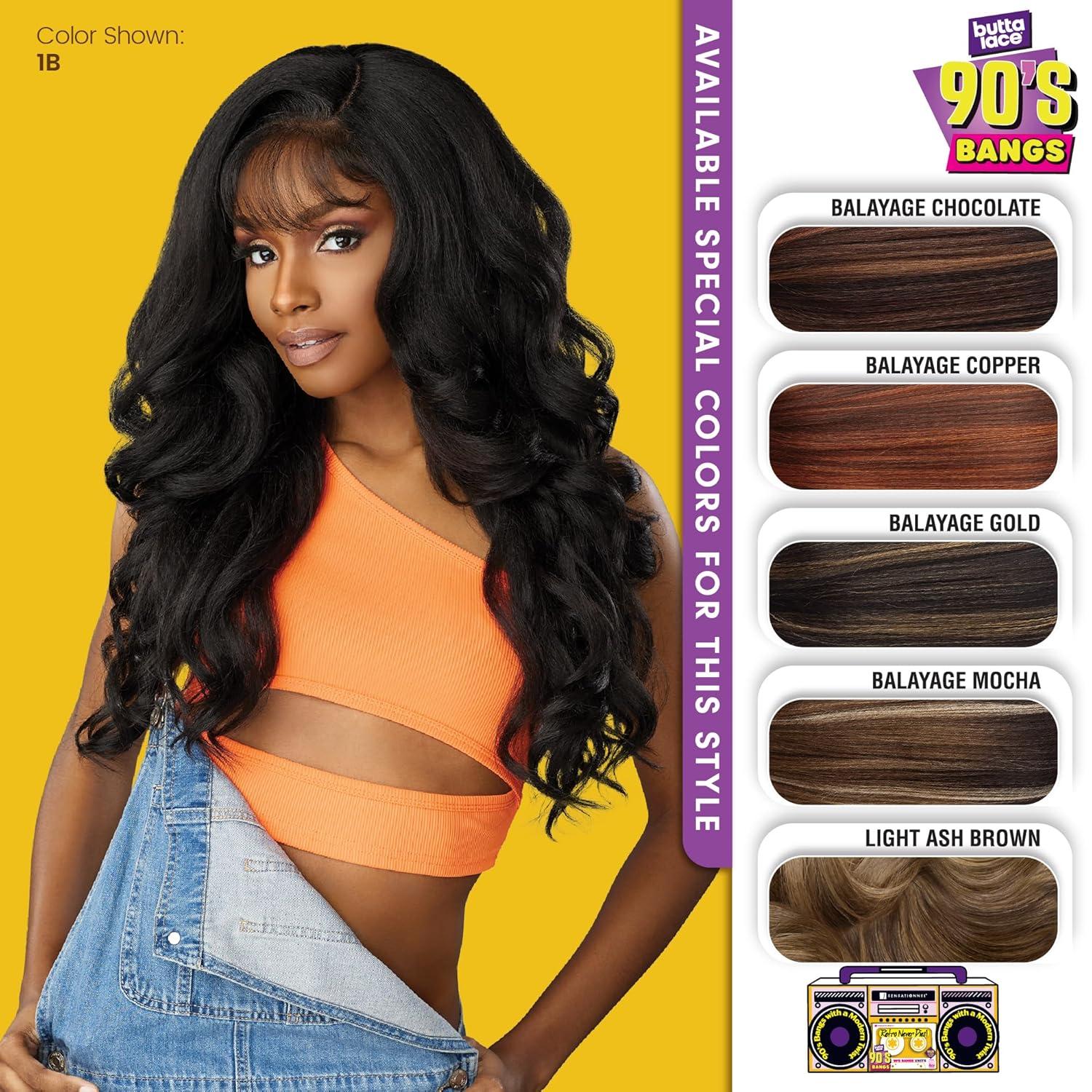 imageSensationnel Butta Lace 90Sbangs Wigs Unit 906 Glueless Wide Deep Part Synthetic Preplucked Hairline 1 JETBLACK1B OFFBLACK