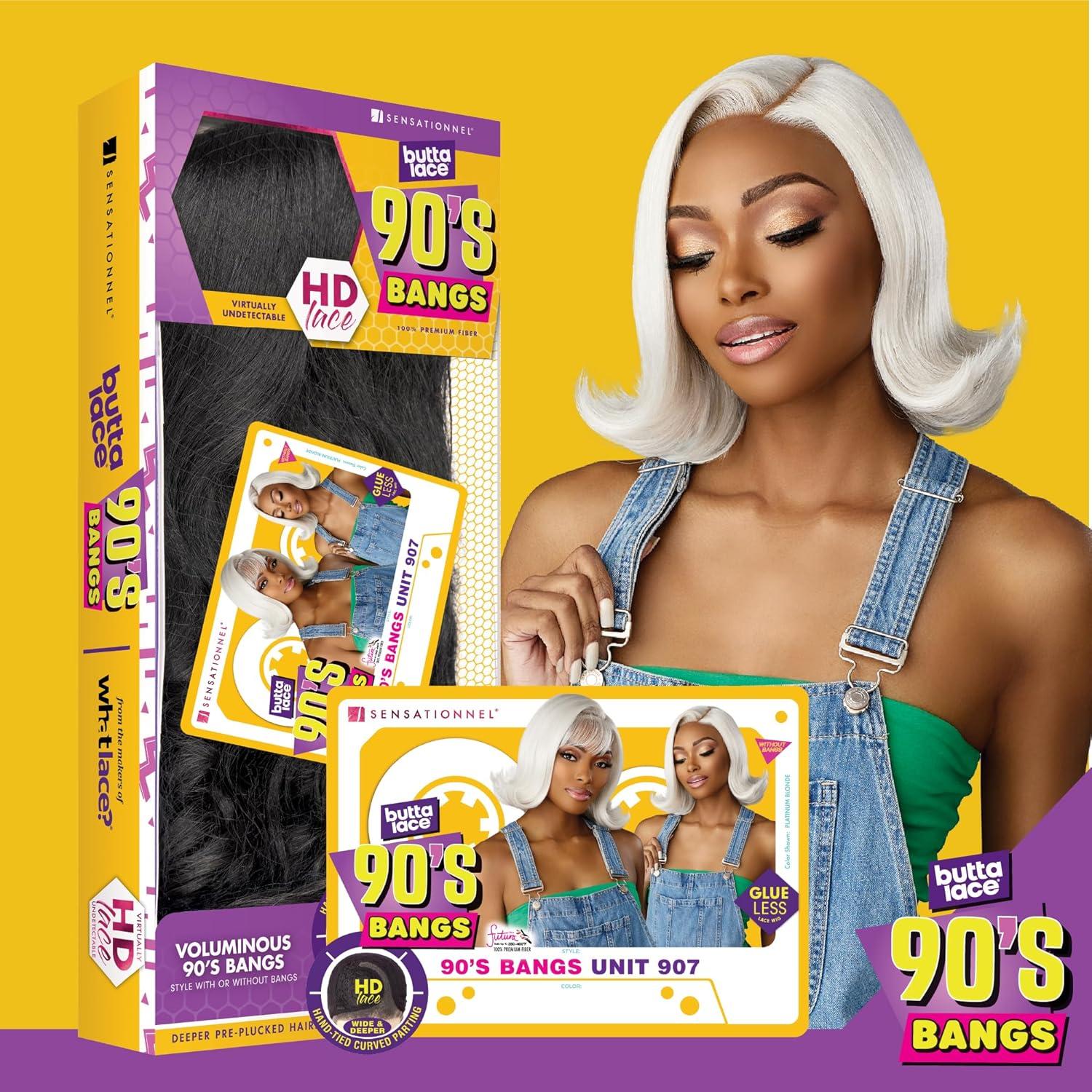 imageSensationnel Butta Lace 90Sbangs Wigs Unit 907 Glueless Wide Deep Part Synthetic Preplucked Hairline 1 JETBLACKCINNAMONCOPPER