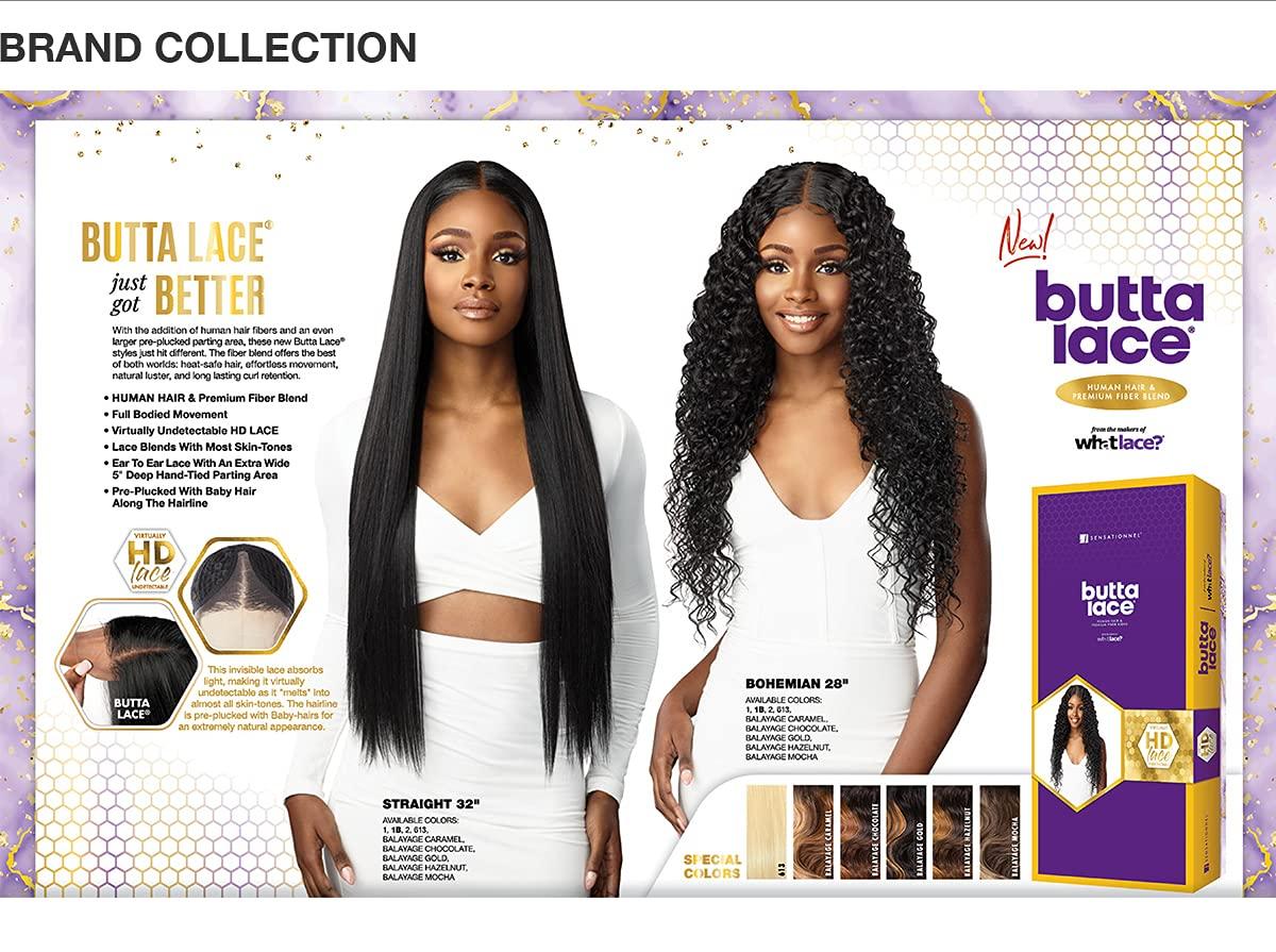 imageSensationnel Butta Lace Hhm Wigs Bohemian 28 Inch Human Hair Blend Extra Wide 5 Inch Parting Preplucked Hairline Glueless Lacefront 1 JETBLACKBALAYAGEMOCHA