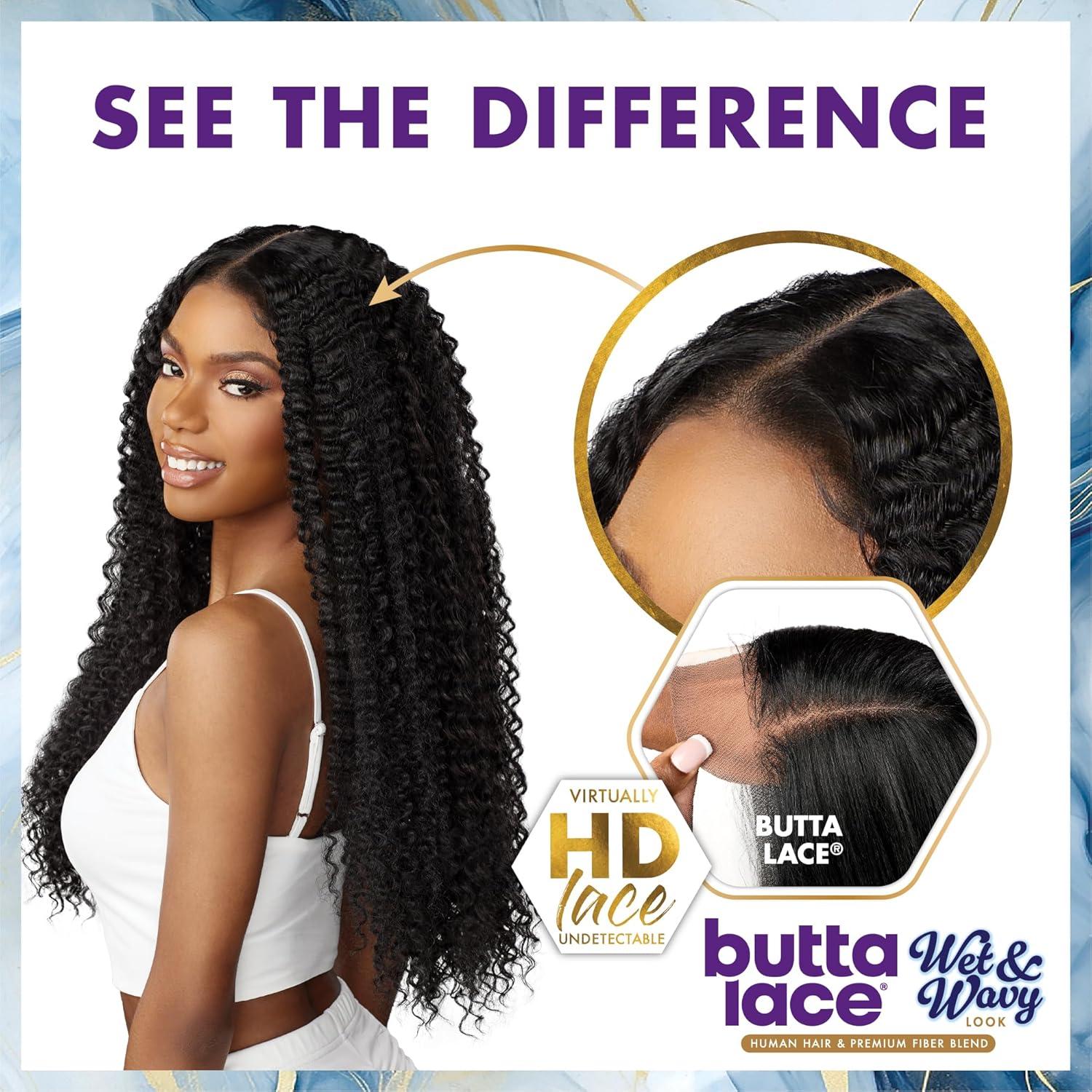 imageSensationnel Butta Lace Hhm Wigs Wet And Wavy Water Wave 26 Inch Human Hair Blend Extra Wide 5 Inch Parting Preplucked Hairline Glueless Lacefront 1 JETBLACK1 JETBLACK
