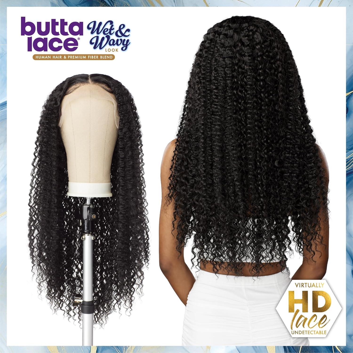 imageSensationnel Butta Lace Hhm Wigs Wet And Wavy Water Wave 26 Inch Human Hair Blend Extra Wide 5 Inch Parting Preplucked Hairline Glueless Lacefront 1 JETBLACK1B OFFBLACK