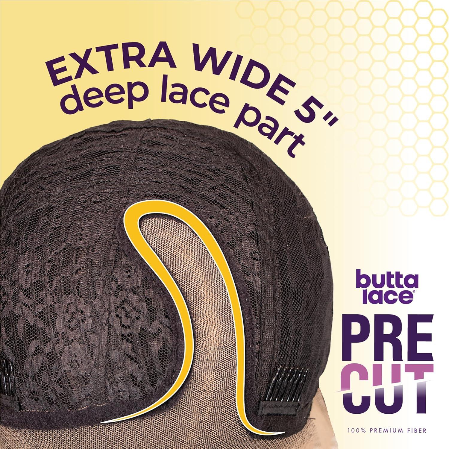 imageSensationnel Butta Lace Precut Wig Unit 18 Glueless Extra Wide 5 Inch Deep Parting Synthetic Pre Tweezed Smaller Knot Hairline 1 JETBLACK1 JETBLACK