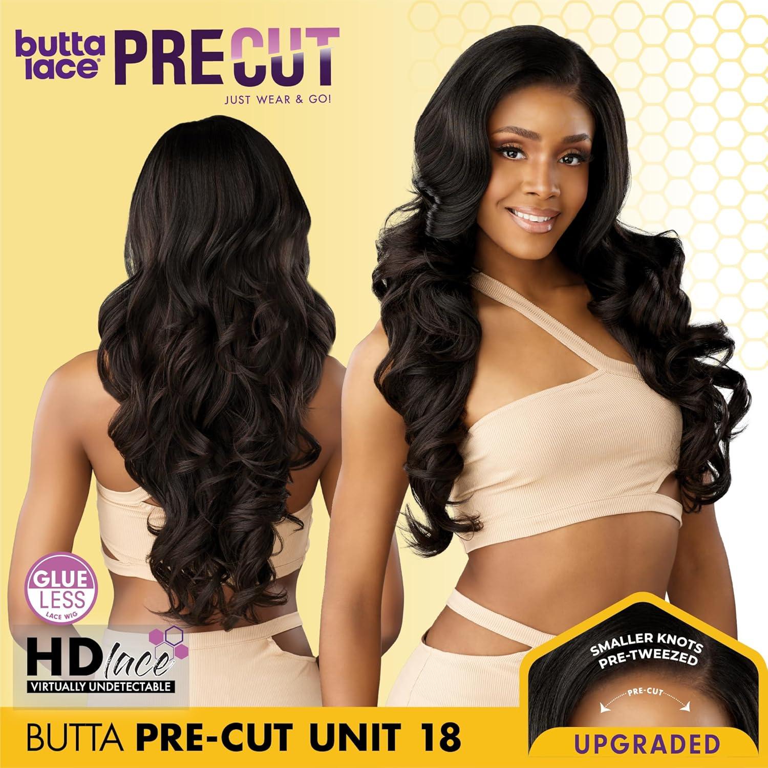 imageSensationnel Butta Lace Precut Wig Unit 18 Glueless Extra Wide 5 Inch Deep Parting Synthetic Pre Tweezed Smaller Knot Hairline 1 JETBLACK1B OFFBLACK