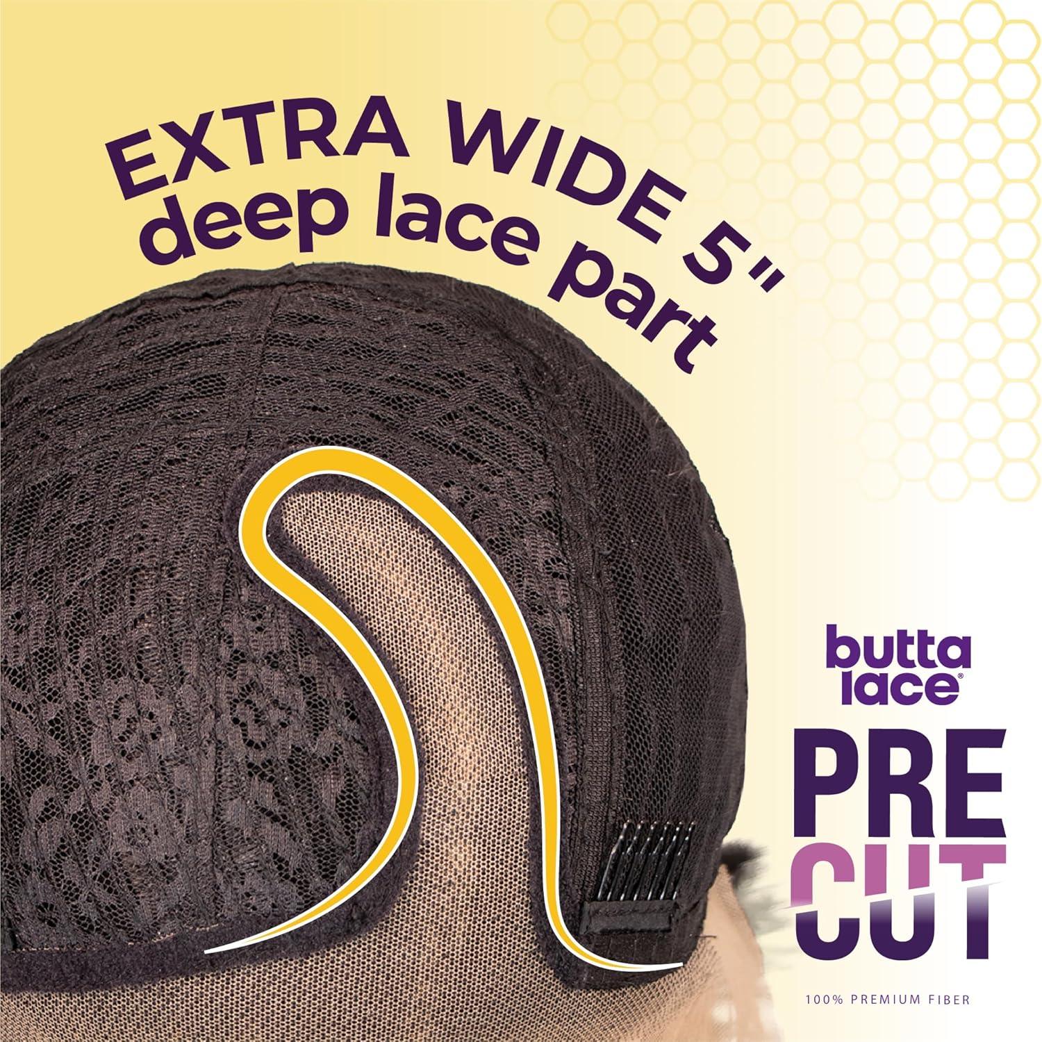 imageSensationnel Butta Lace Precut Wig Unit 22 Glueless Extra Wide 5 Inch Deep Parting Synthetic Pre Tweezed Smaller Knot Hairline 1 JETBLACK1B OFFBLACK