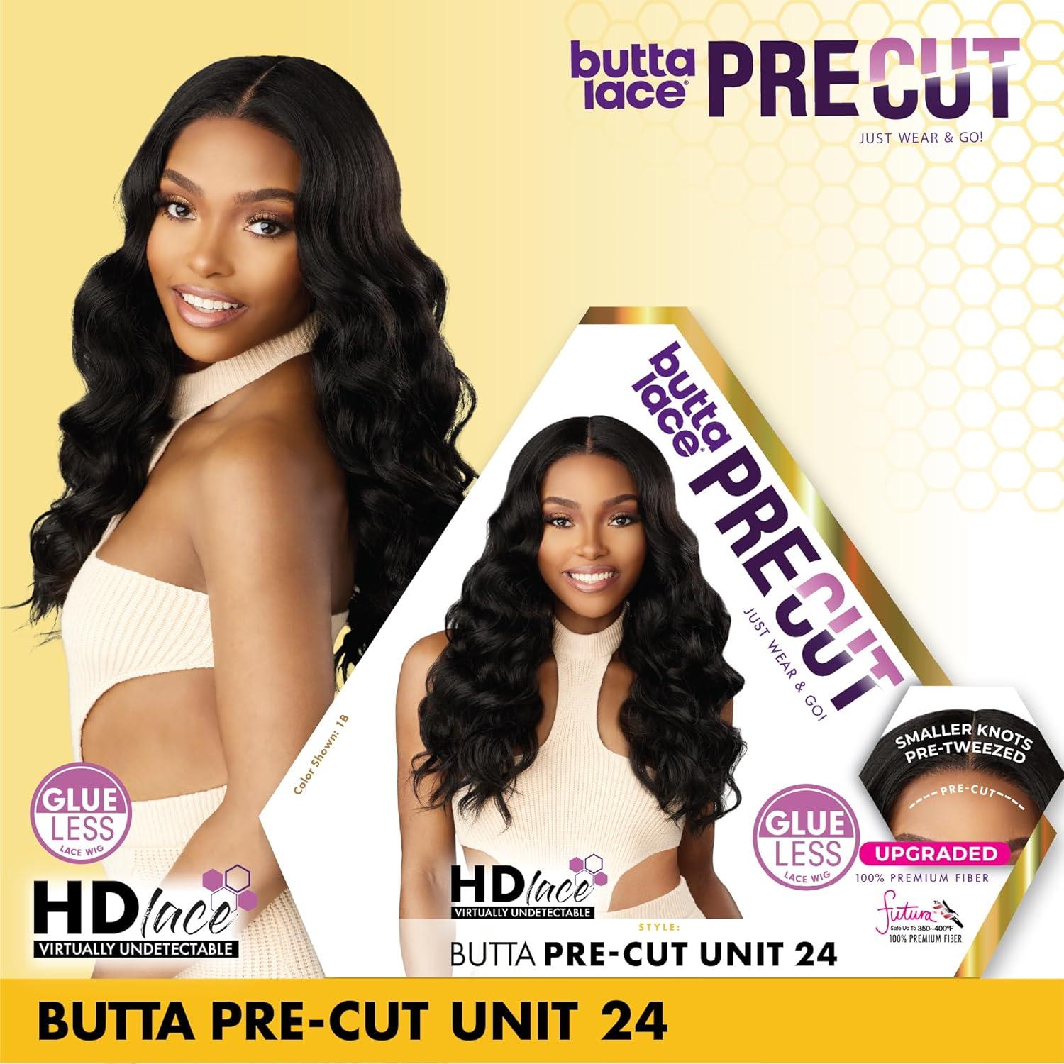 imageSensationnel Butta Lace Precut Wig Unit 24 Glueless Extra Wide 5 Inch Deep Parting Synthetic Pre Tweezed Smaller Knot Hairline 1 JETBLACKASHPEACHBLONDE